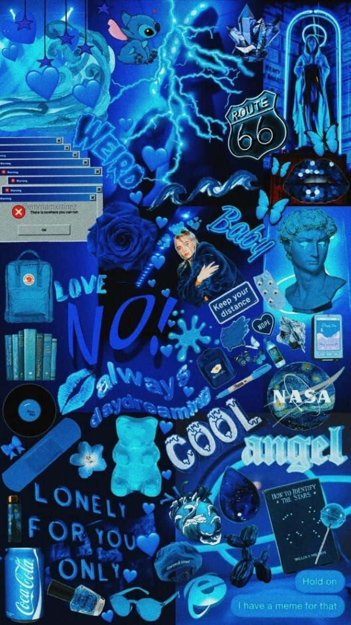 Bluey Aesthetic, blue digital collage, pop culture icons, HD Phone Wallpaper