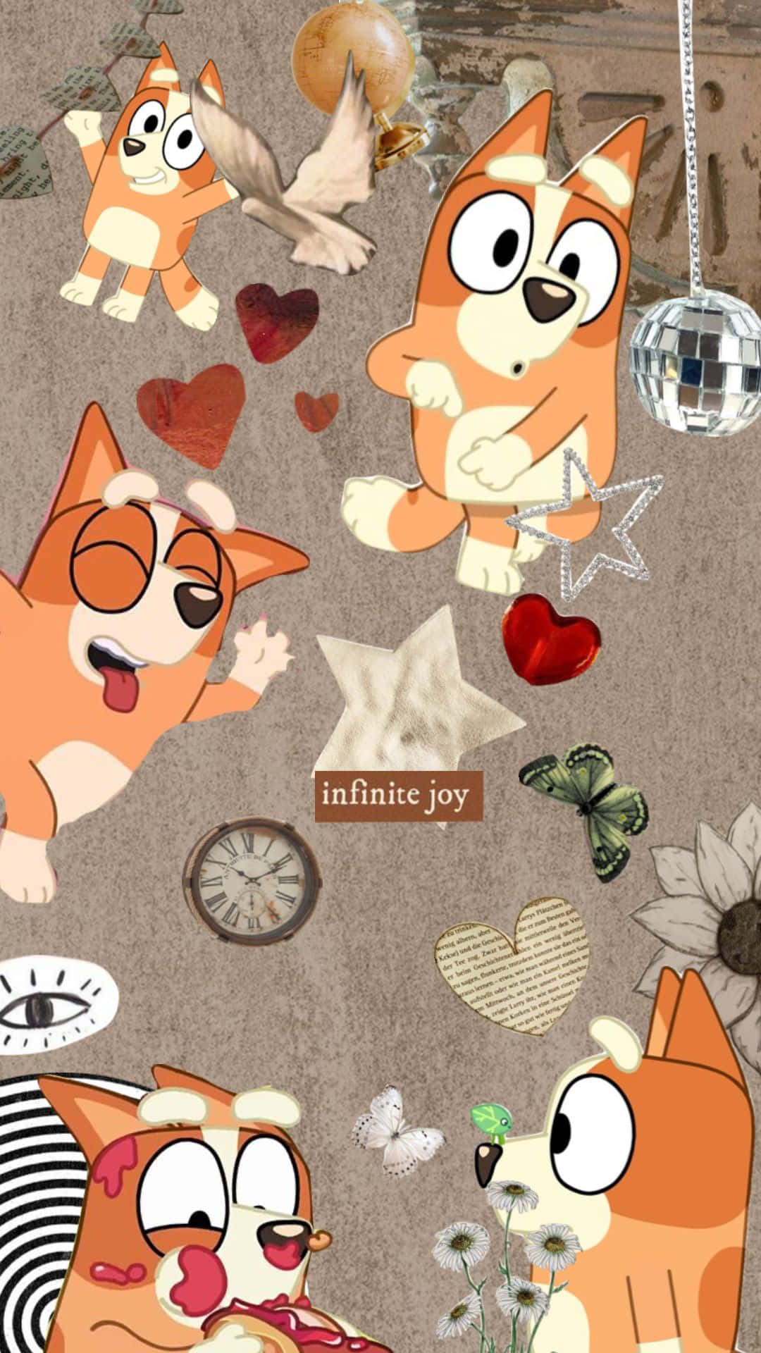 Bluey, cartoon blue heeler dogs, hearts, Full HD Phone Wallpaper