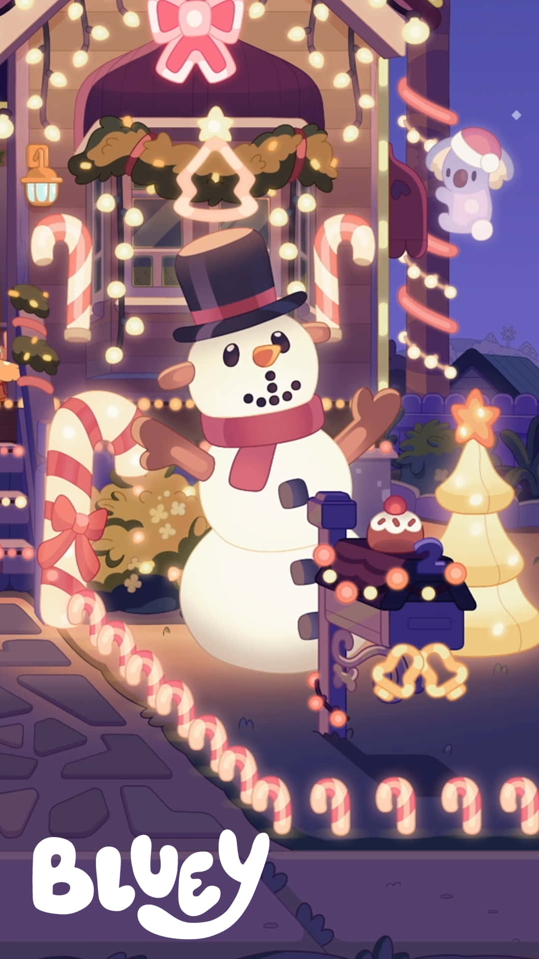 Bluey, Christmas Snowman, top hat, Full HD Phone Wallpaper