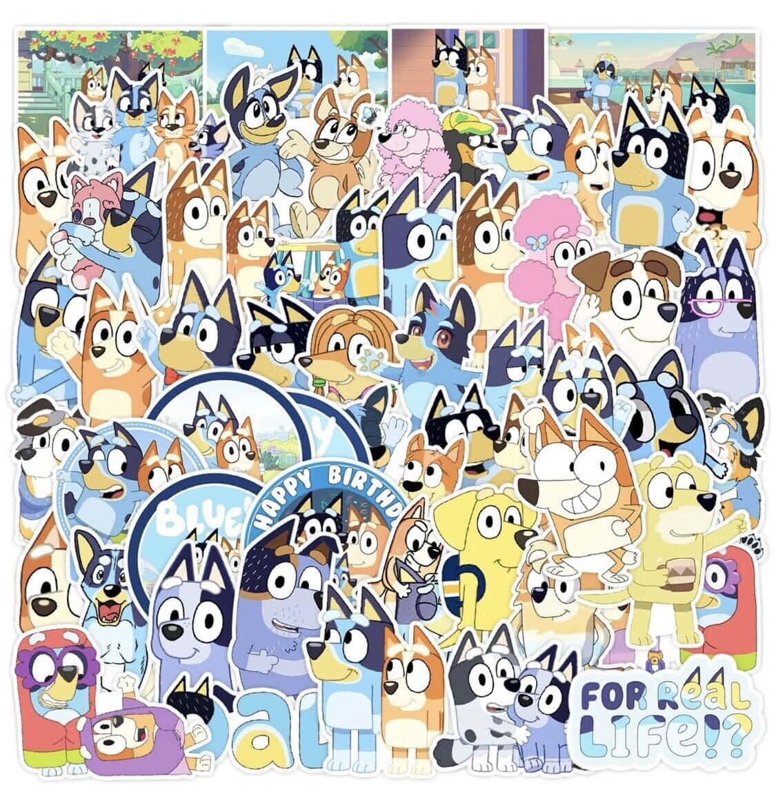 Bluey, Bluey Characters, collage, SD Phone Wallpaper
