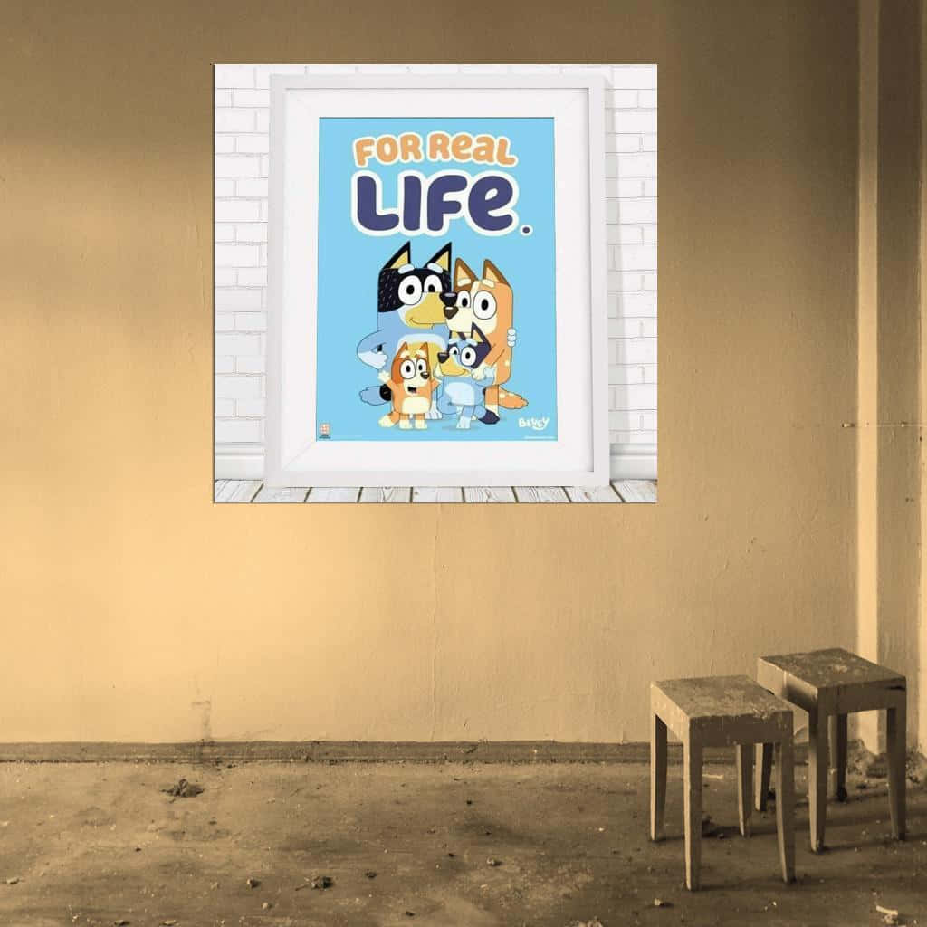 Bluey, FOR REAL LIFE, beige wall, SD Desktop Wallpaper