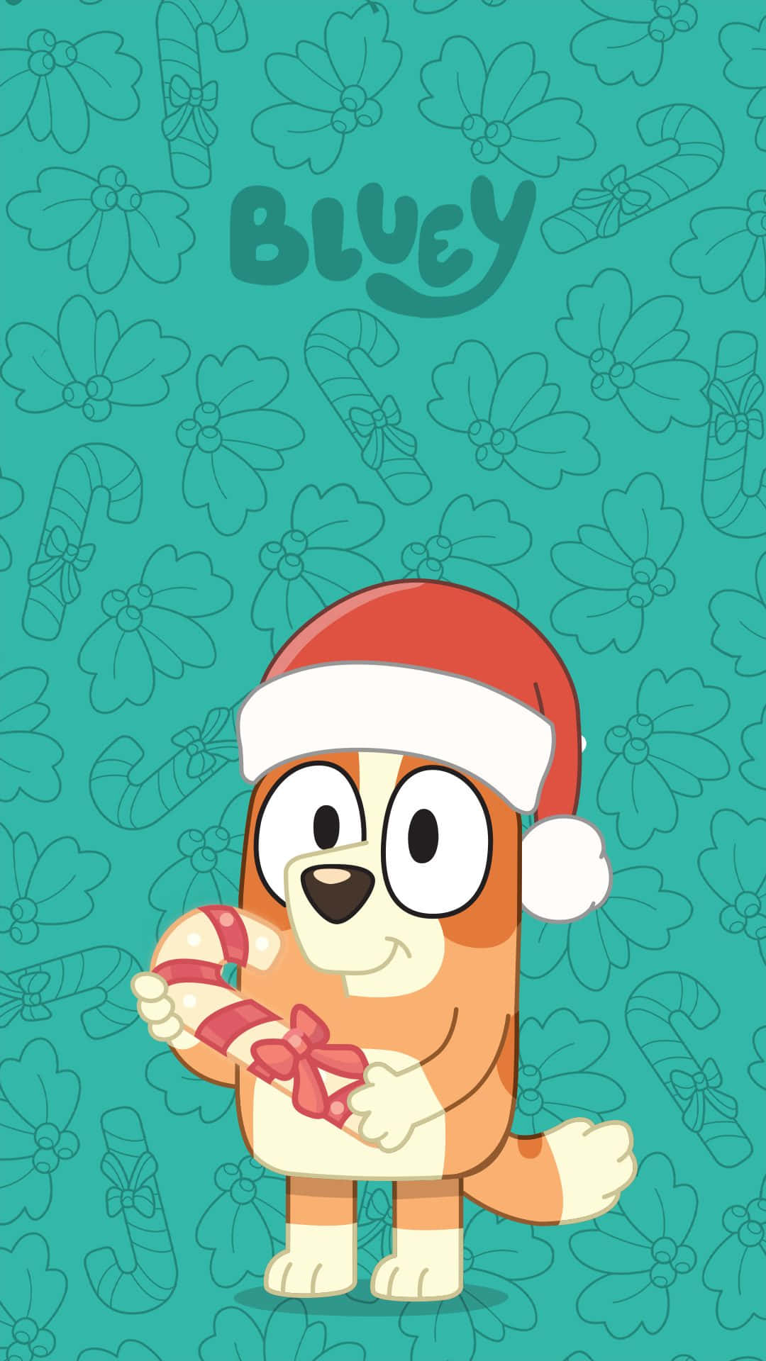 Bluey, Santa hat, candy cane, Full HD Phone Wallpaper