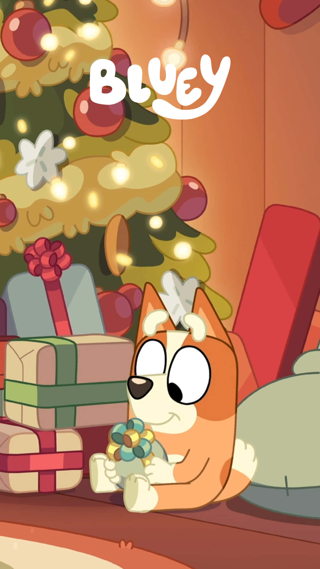 Bluey, Christmas tree, gifts, Full HD Phone Wallpaper