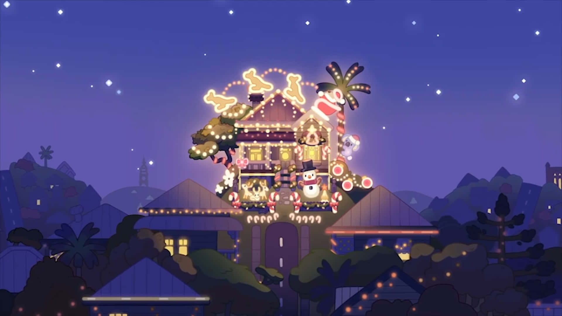 Bluey, Christmas lights, candy canes, Full HD Desktop Wallpaper