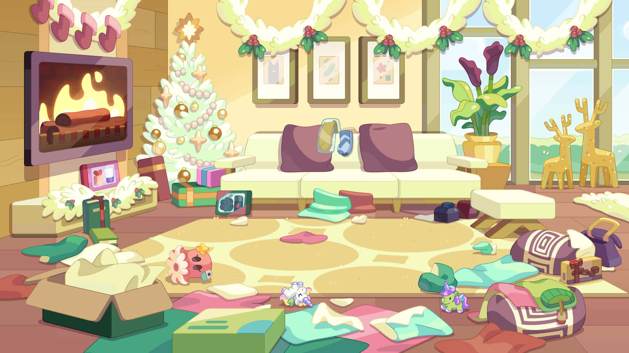 Bluey, Christmas morning, living room, Full HD Desktop Wallpaper