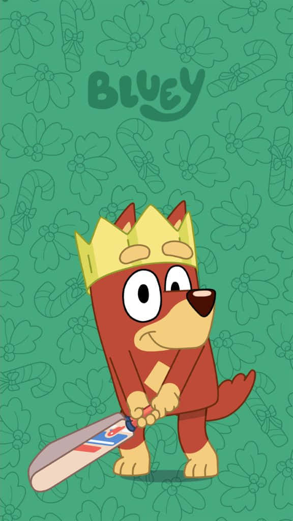 Bluey, red dog, gold crown, SD Phone Wallpaper