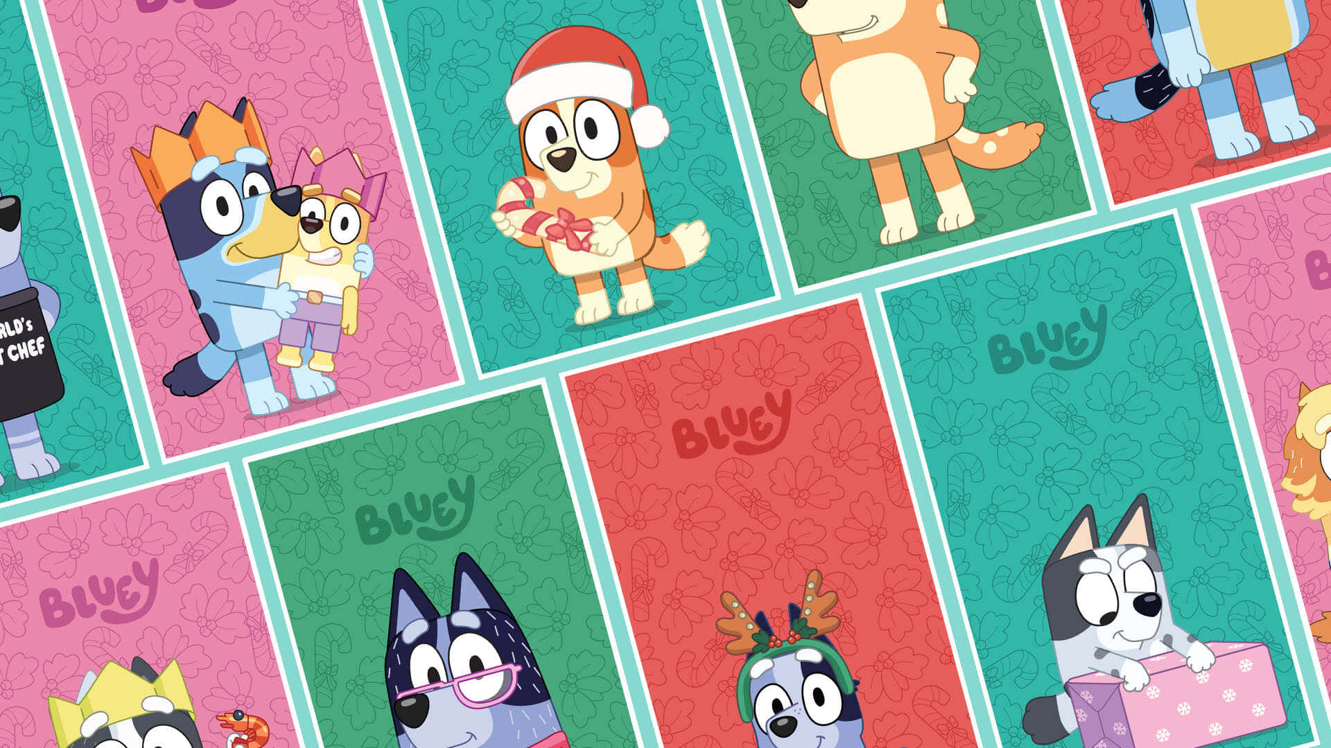 Bluey, Christmas, characters, Full HD Desktop Wallpaper