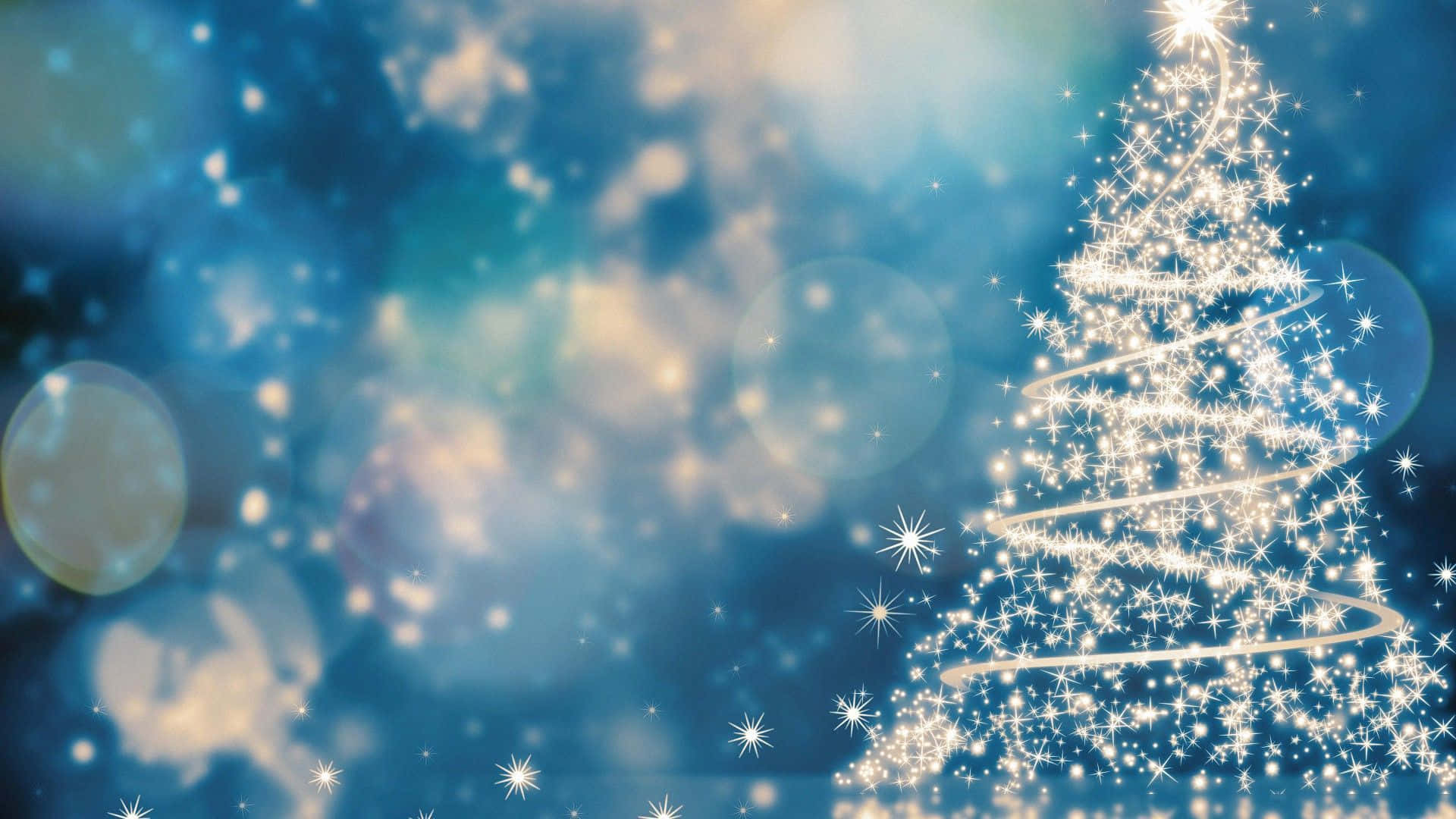 Blue Christmas, Christmas tree, bright lights, Full HD Desktop Wallpaper