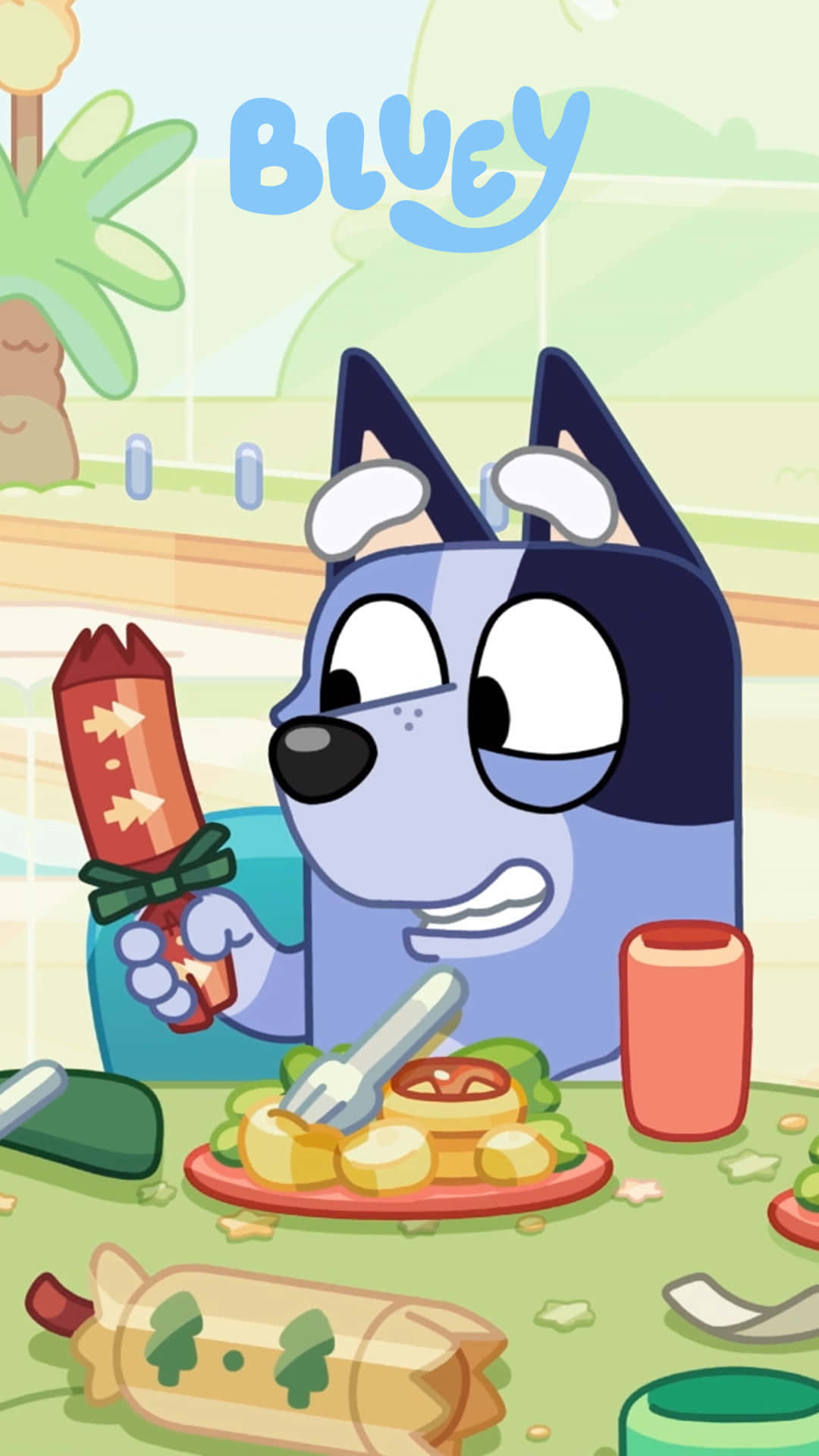 Bluey, Christmas dinner, sausage, Full HD Phone Wallpaper