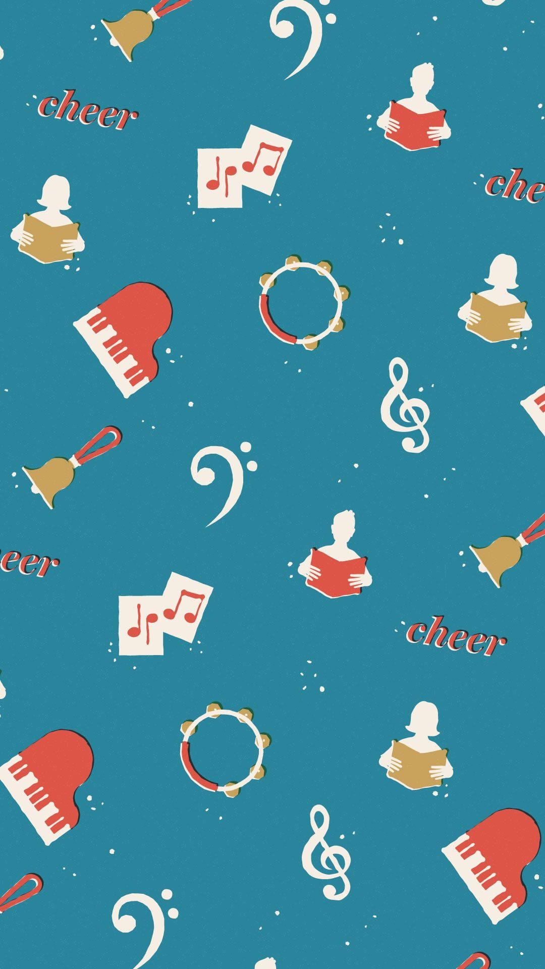 Bluey Christmas, teal, musical notes, Full HD Phone Wallpaper