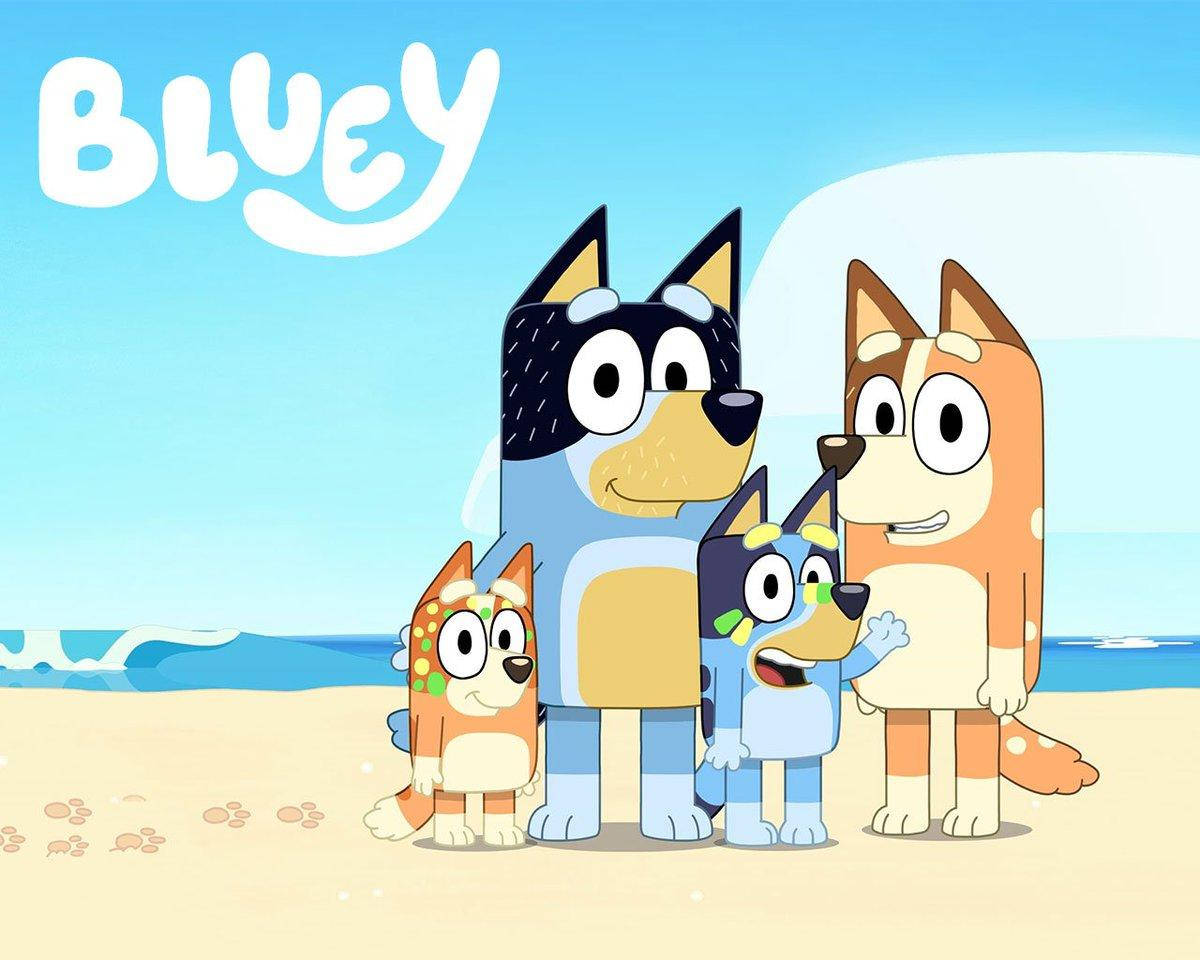 Bluey, family, beach, SD Desktop Wallpaper