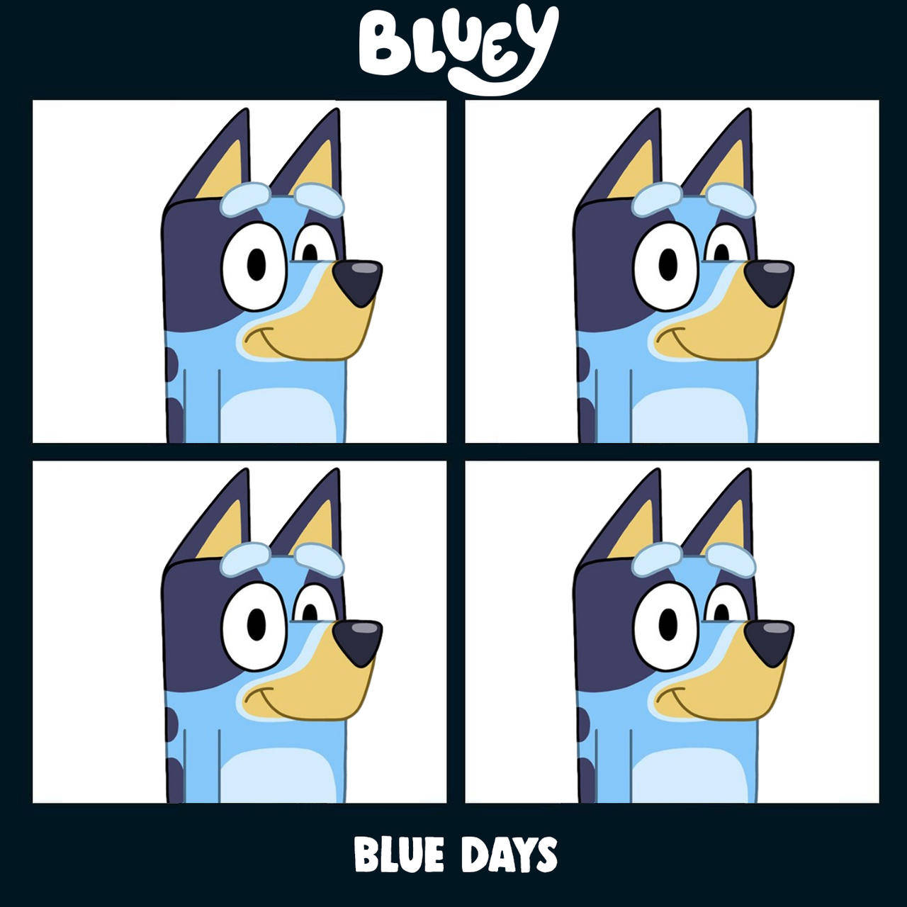 Bluey, blue cartoon dog, smug expression, HD Desktop Wallpaper