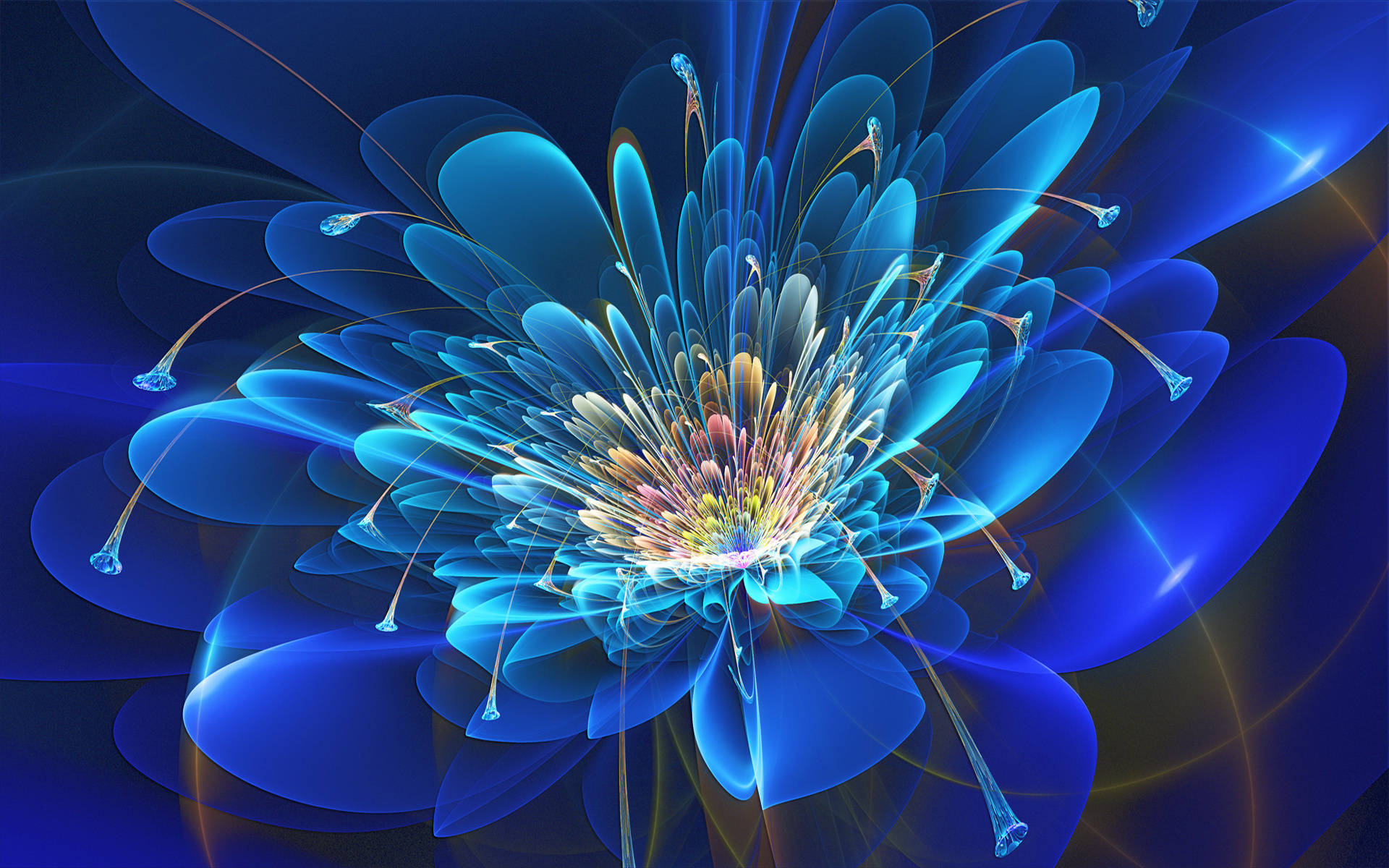 Blumen, radiant blue, fractal flower, Full HD Desktop Wallpaper