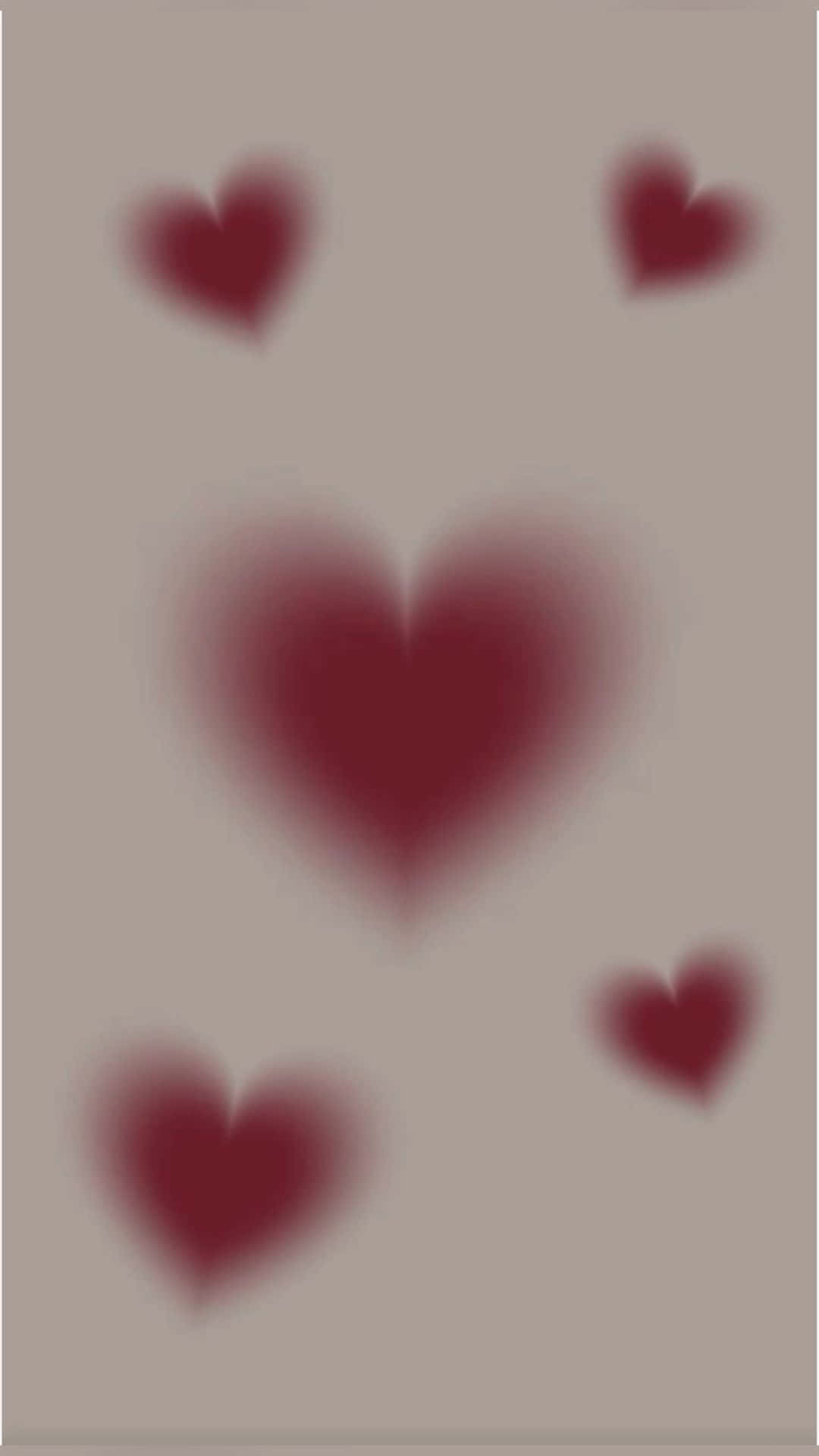 abstract blurry hearts, burgundy, beige, Full HD Phone Wallpaper