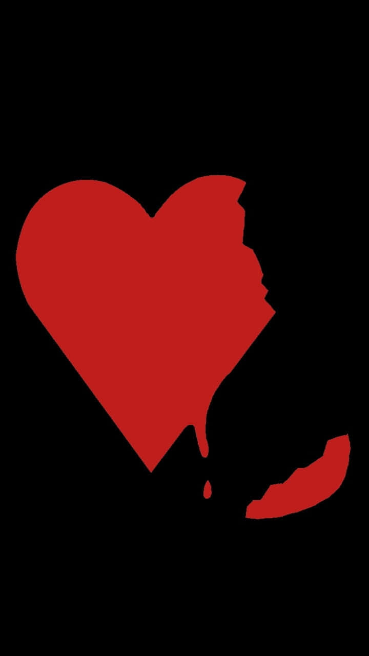 broken heart silhouette, red, black background, HD Phone Wallpaper