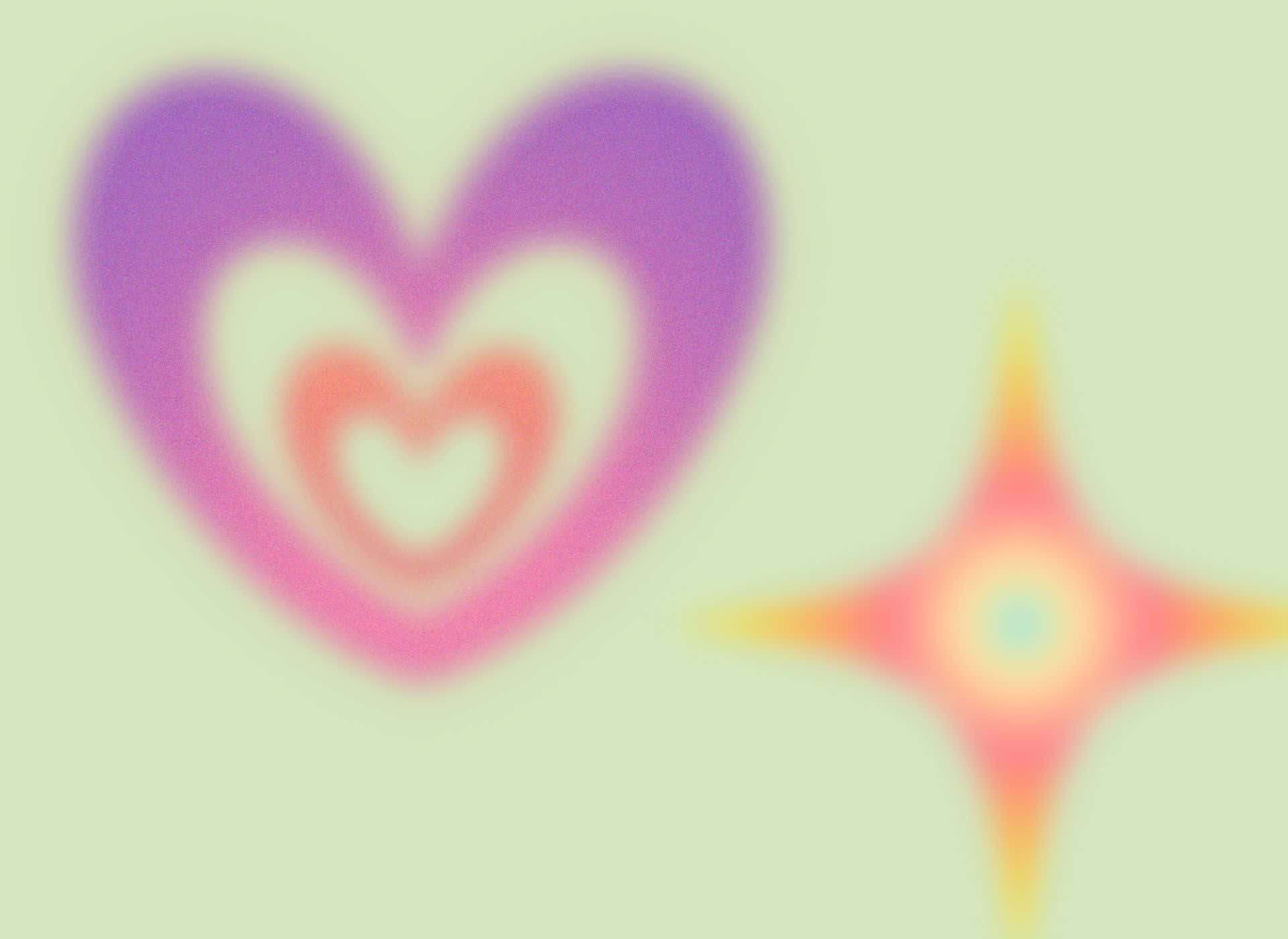 blurred heart, star shapes, pastel colors, Full HD Desktop Wallpaper
