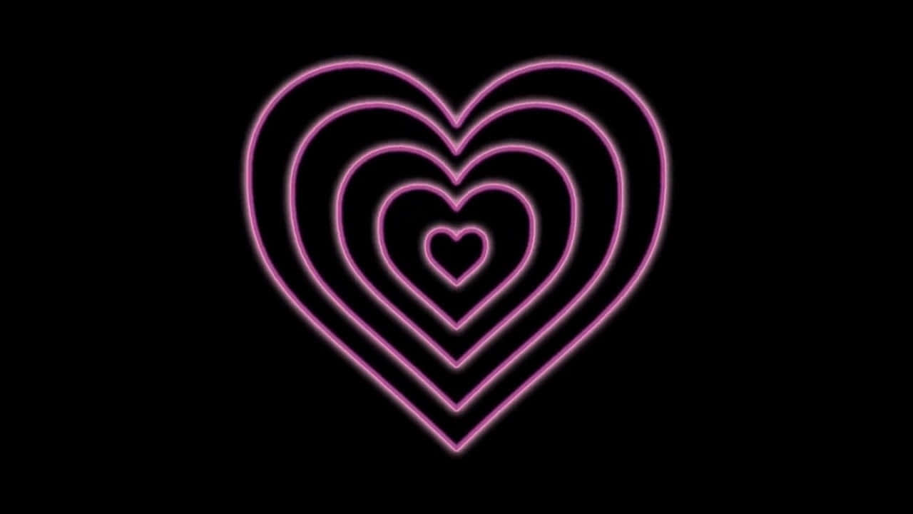 neon heart, glowing pink neon hearts, stark black background, HD Desktop Wallpaper