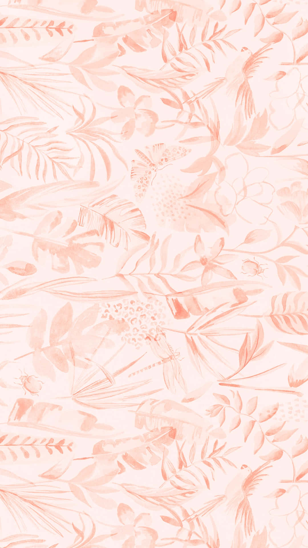 Blush Pink, tropical pattern, peach watercolor, Full HD Phone Wallpaper