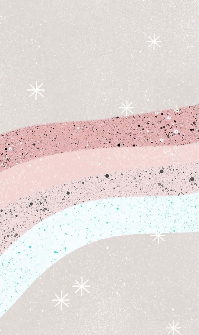 Blush Pink Sparkle Waves, soft pastel rainbow arcs, glittery speckles, SD Phone Wallpaper
