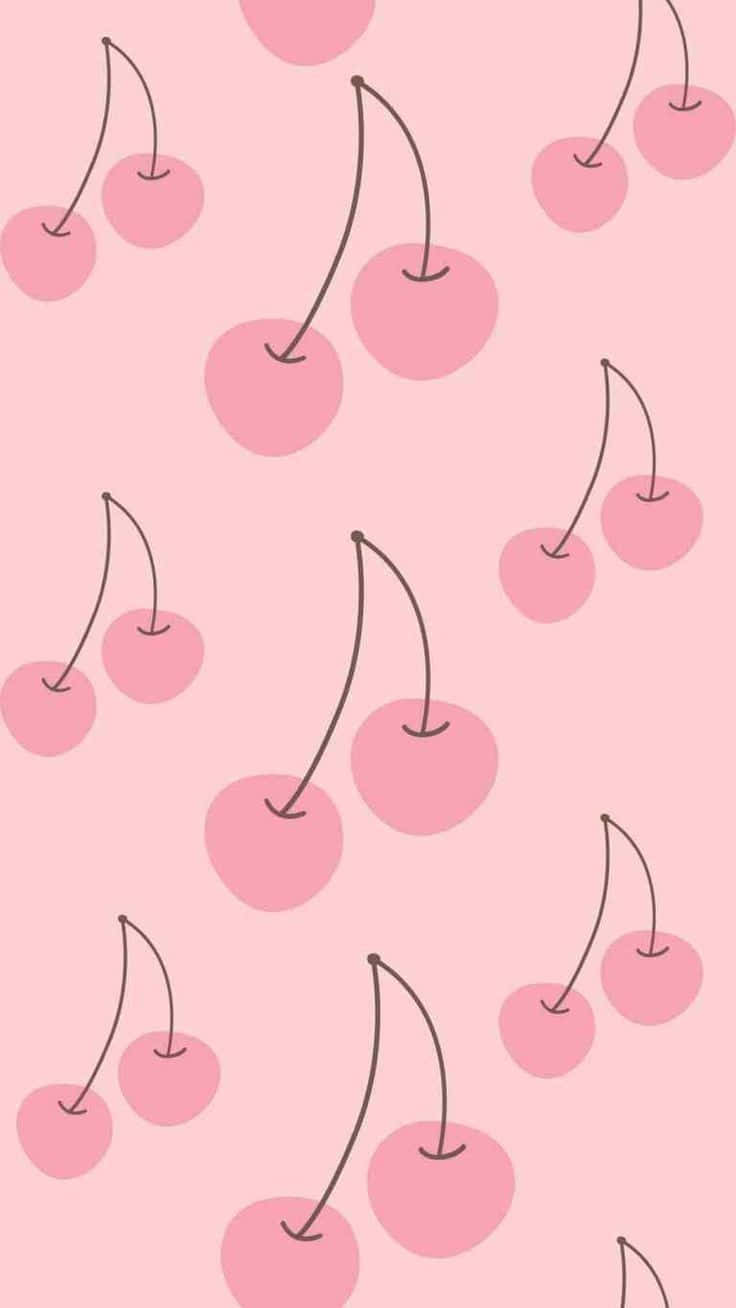 pink background, cherries, thin stems, HD Phone Wallpaper
