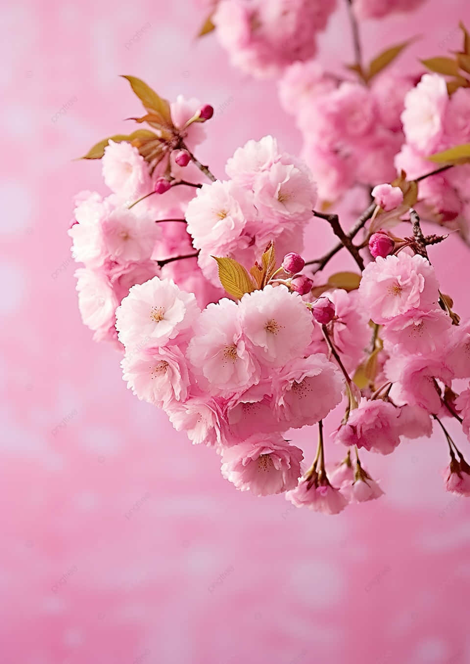 pink cherry blossoms, soft blurred pink background, delicate branch, HD Phone Wallpaper