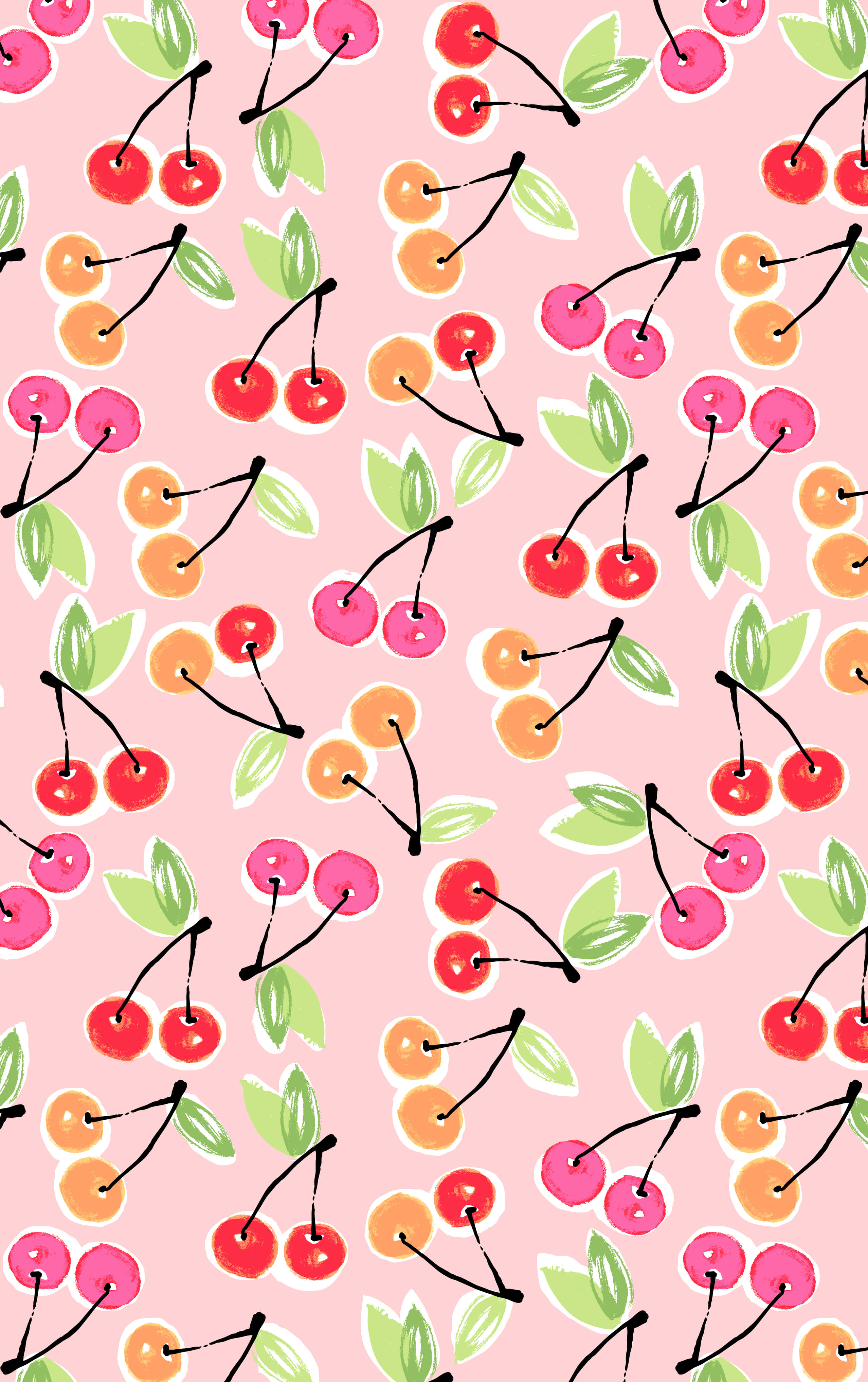cherry aesthetic, pink fabric, red pink cherries, 4K Phone Wallpaper