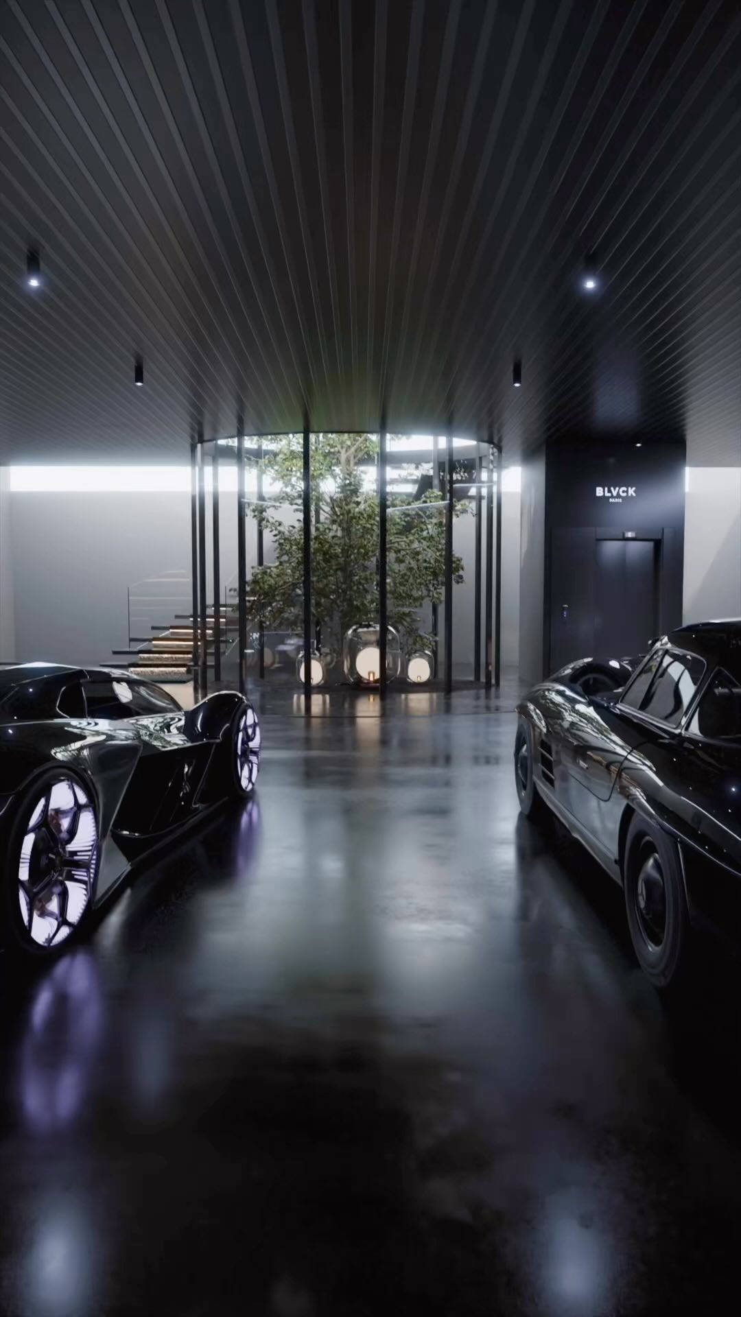 Blvck Paris, sleek black sports cars, minimalist lighting, Full HD Phone Wallpaper