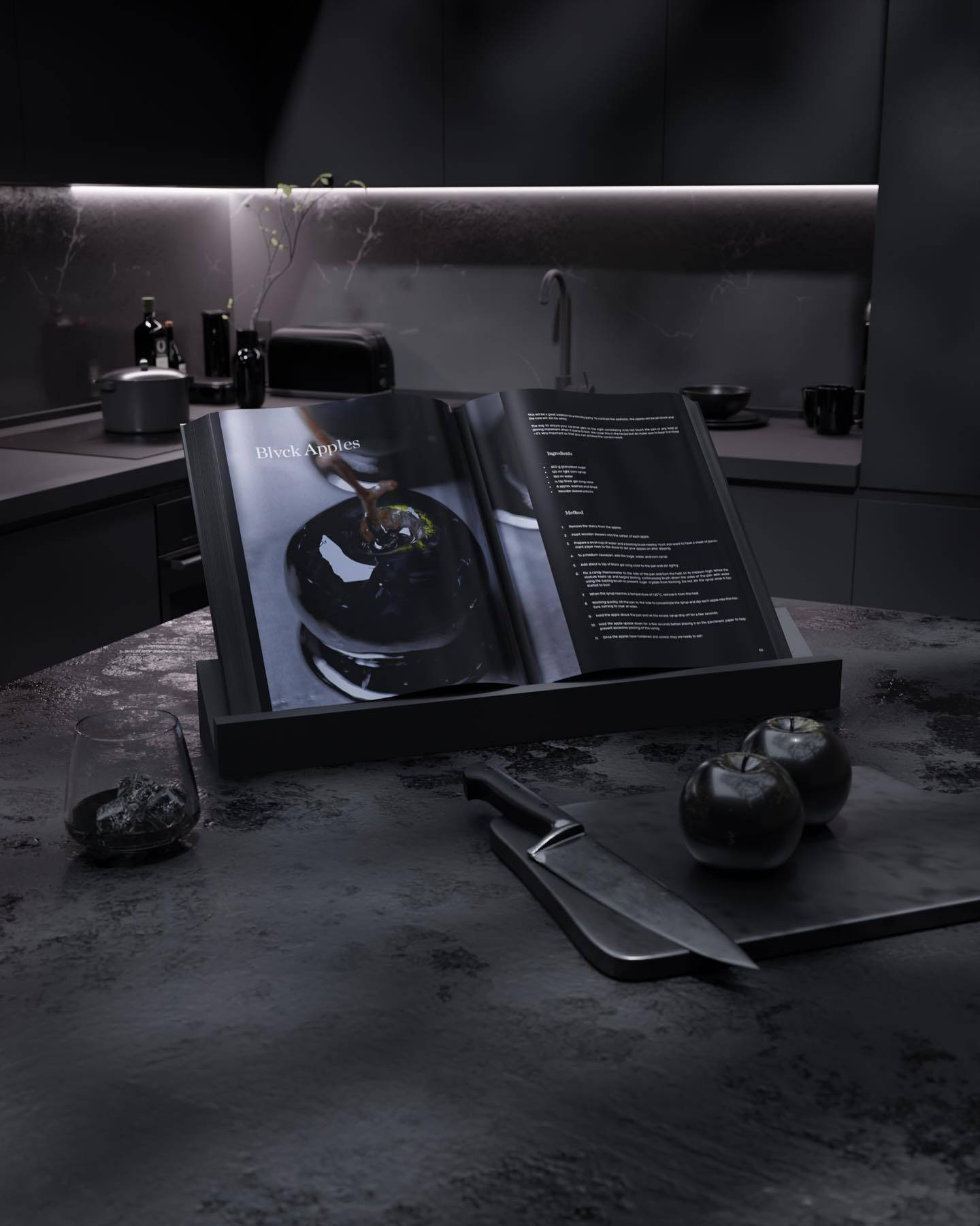 Blvck Paris, black kitchen countertop, cookbook, HD Phone Wallpaper