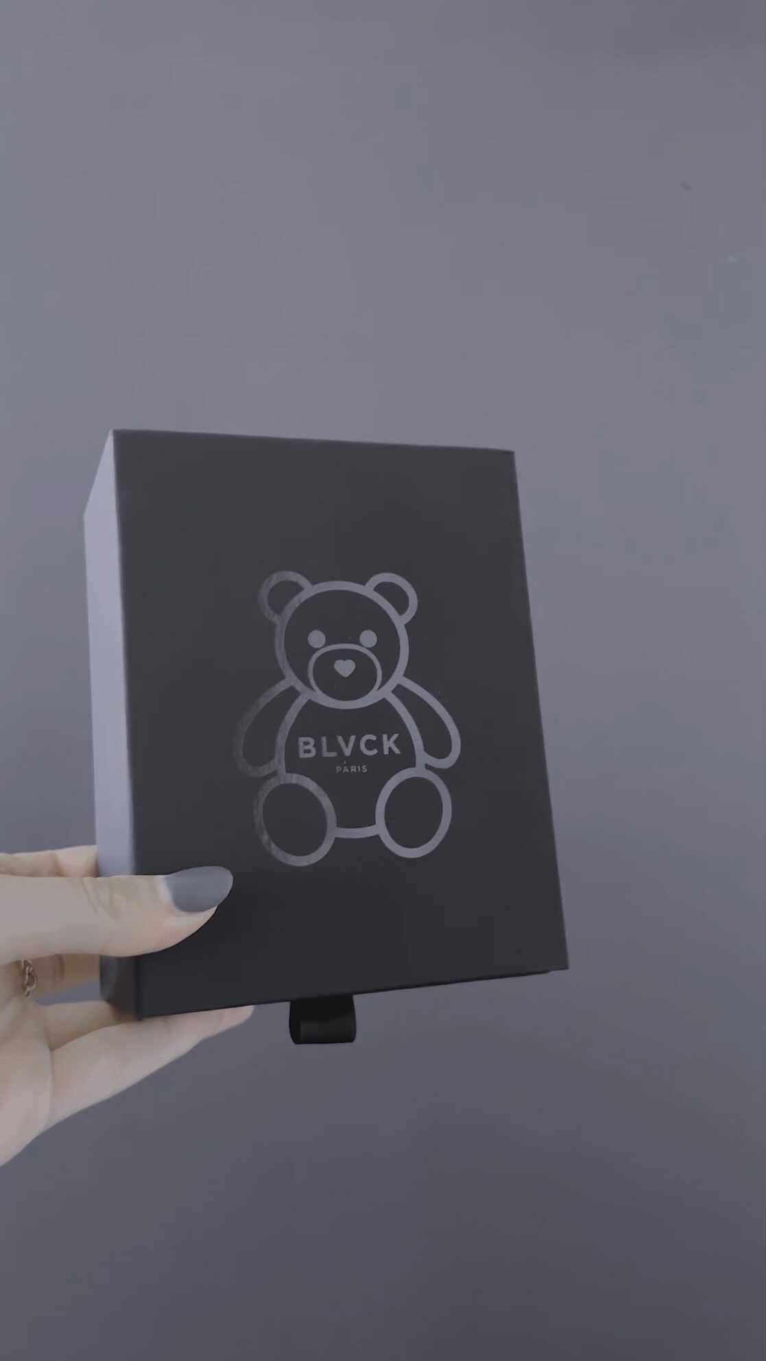 Blvck Paris, matte black box, minimalist silver teddy bear logo, Full HD Phone Wallpaper