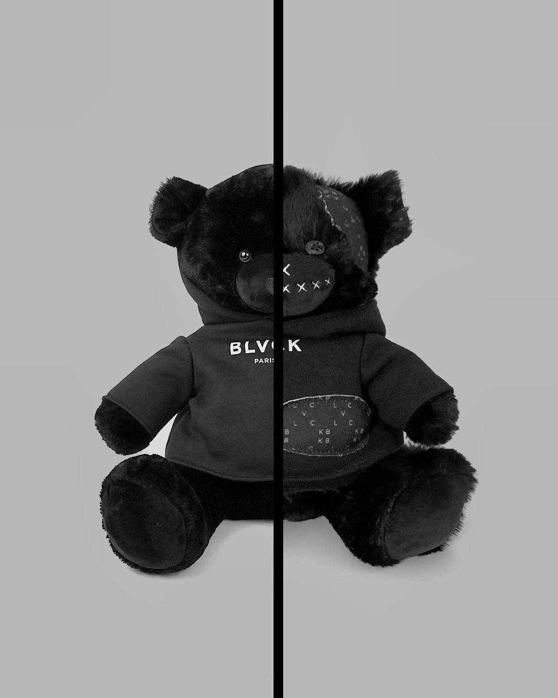 Blvck Paris, black teddy bear, split down the middle, HD Phone Wallpaper