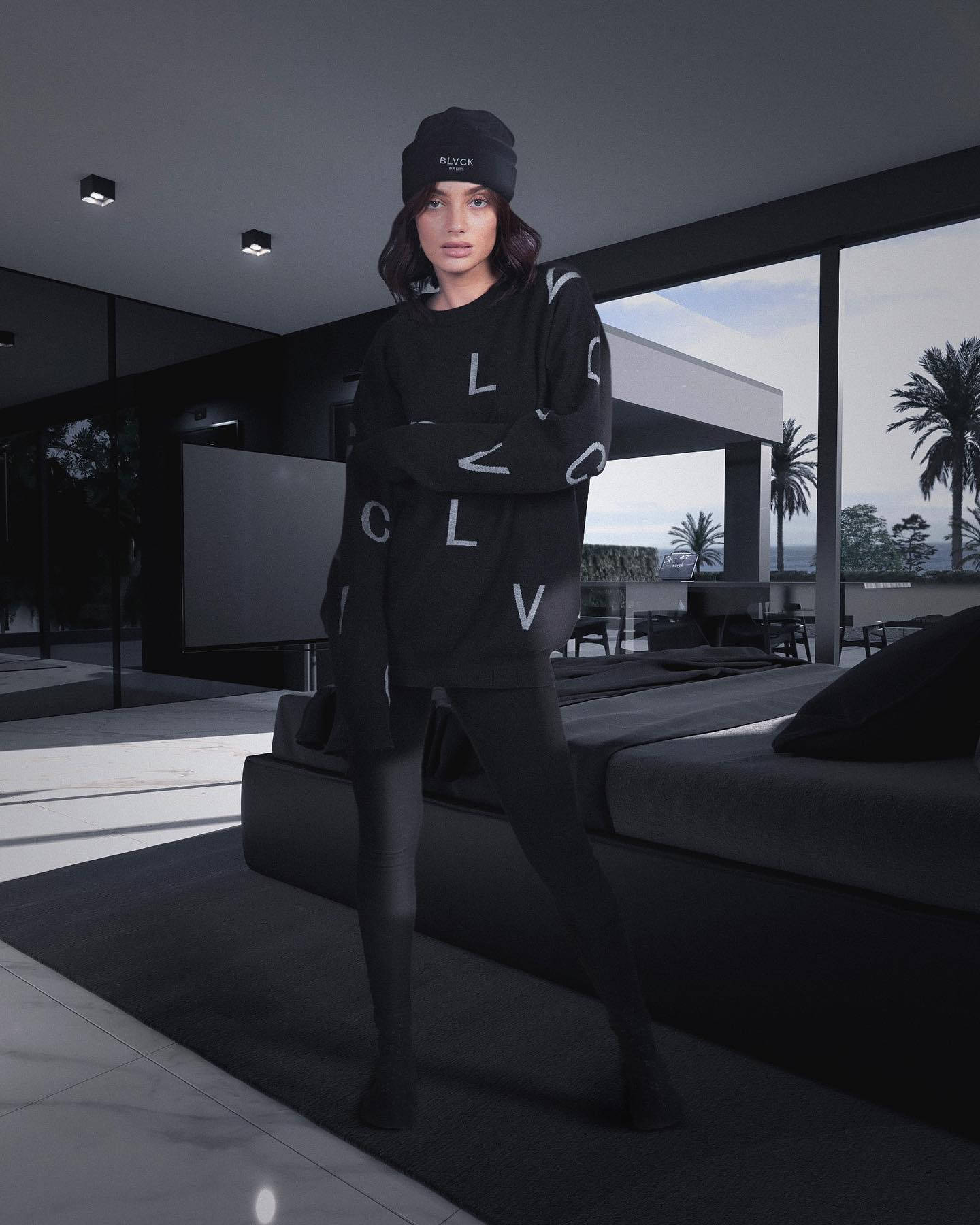 Blvck Paris, black monogrammed loungewear, minimalist modern home, HD Phone Wallpaper