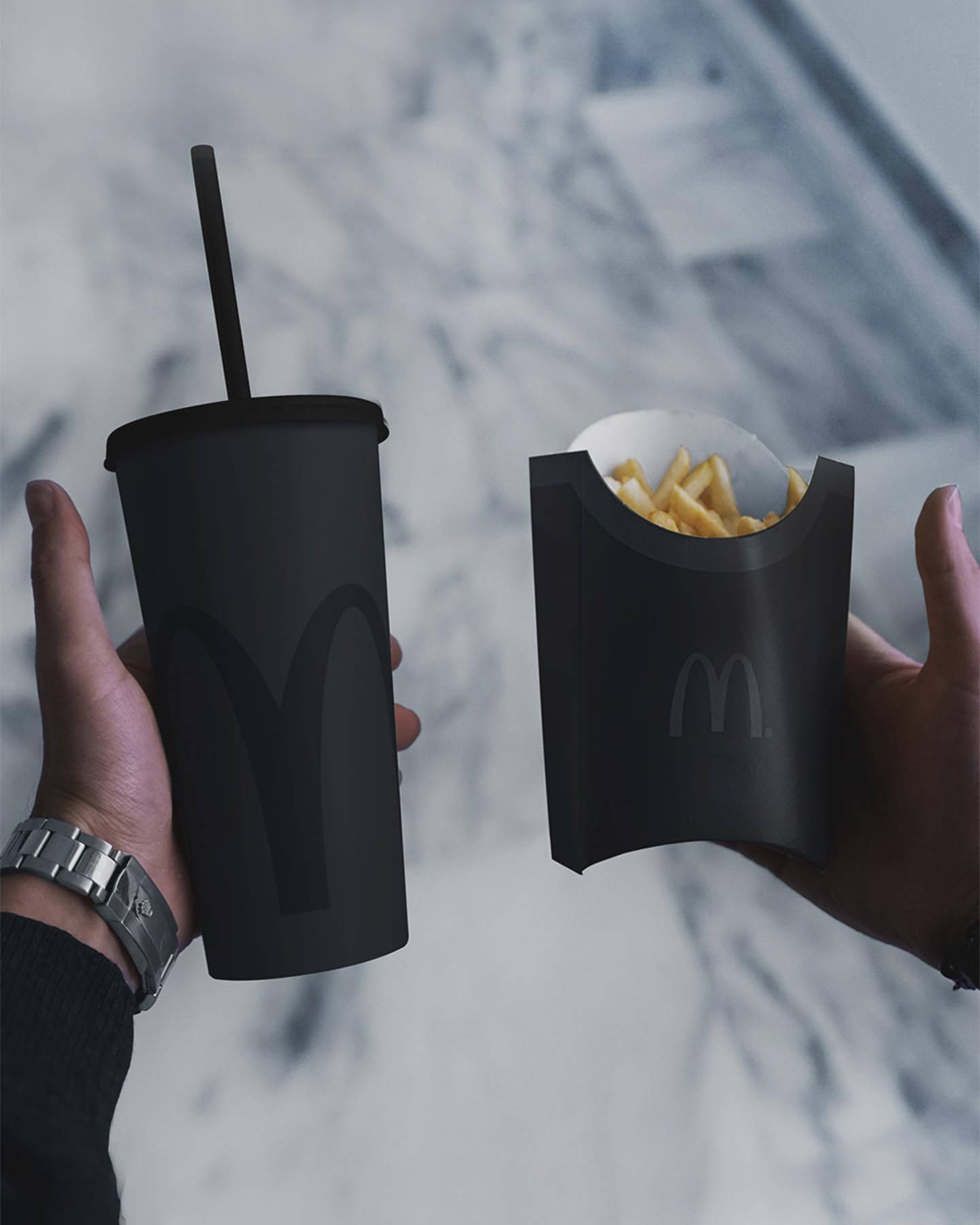 matte black, McDonald's drink cup, fries box, HD Phone Wallpaper