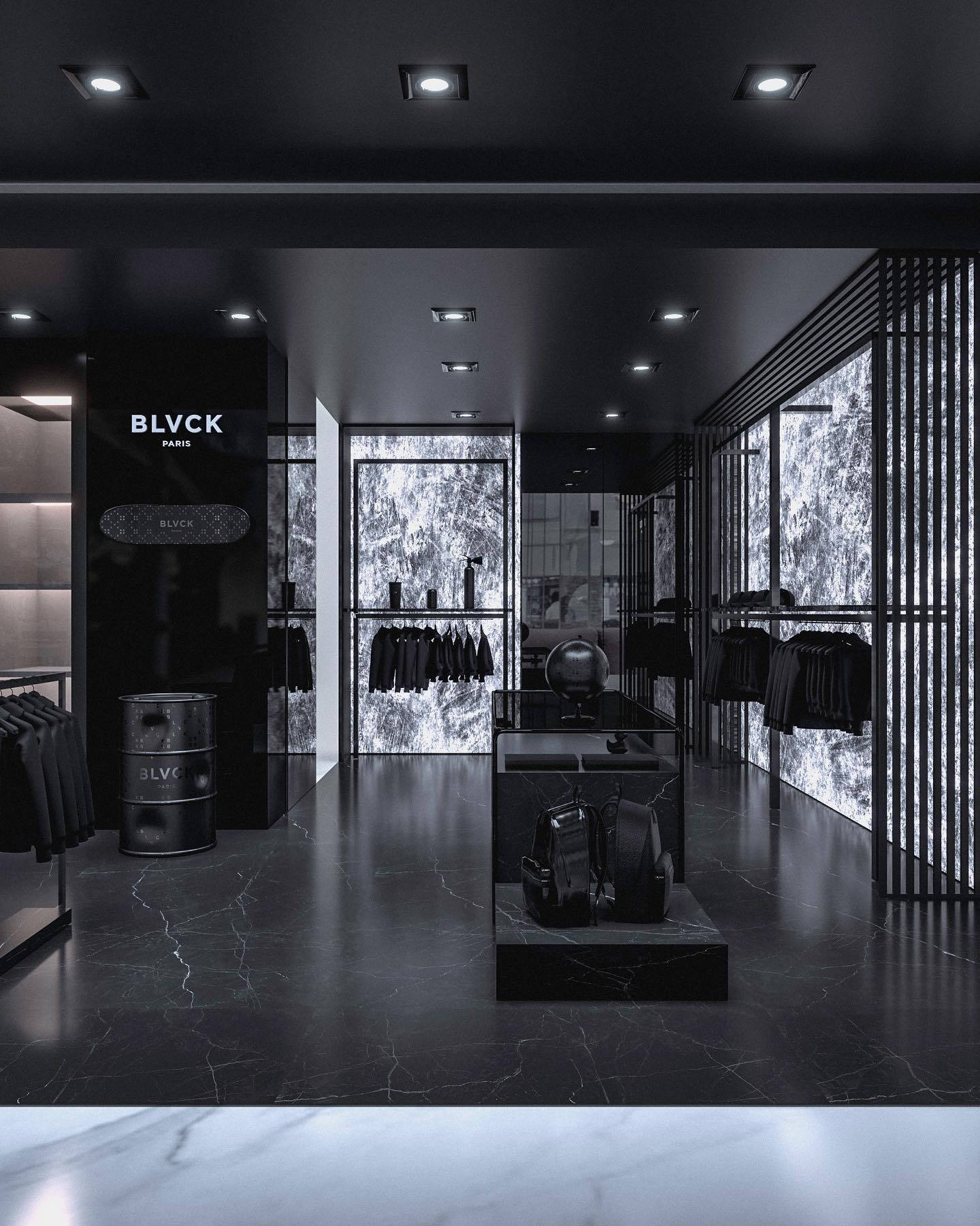 Blvck Paris, black marble floors, black marble walls, HD Phone Wallpaper