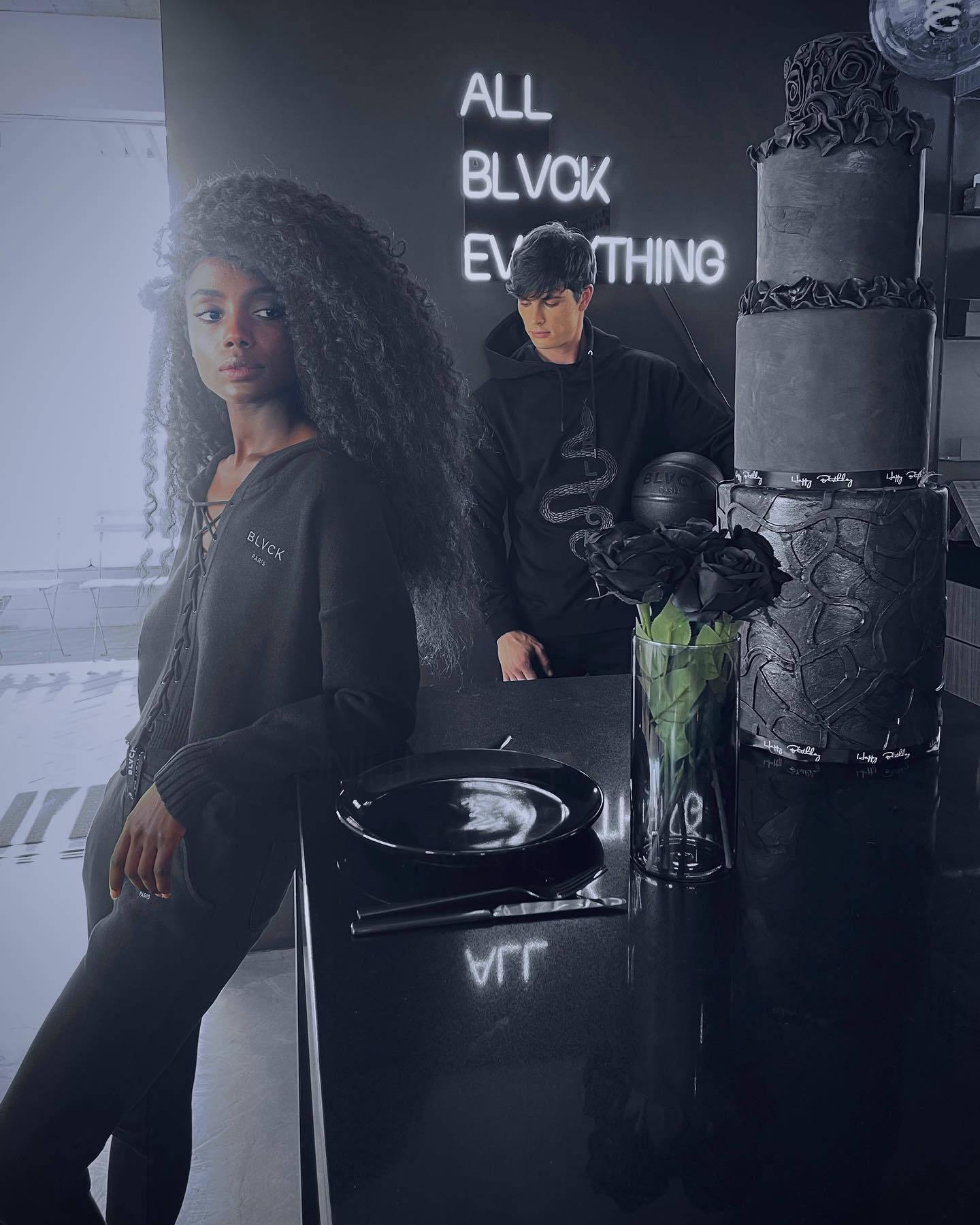 Blvck Paris, neon sign, black cake, HD Phone Wallpaper