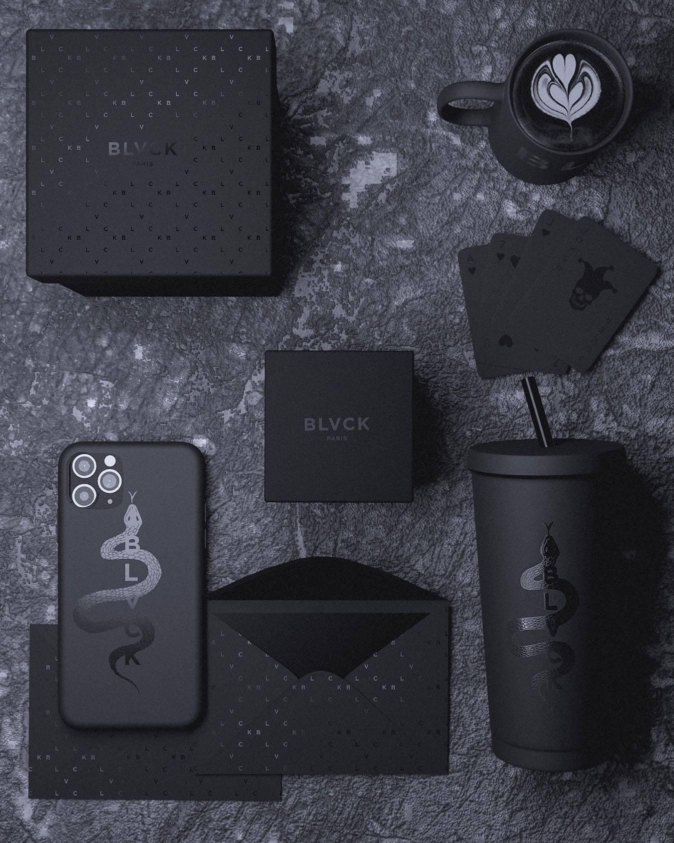 BLVCK Paris, black branded items, snake motifs, HD Phone Wallpaper