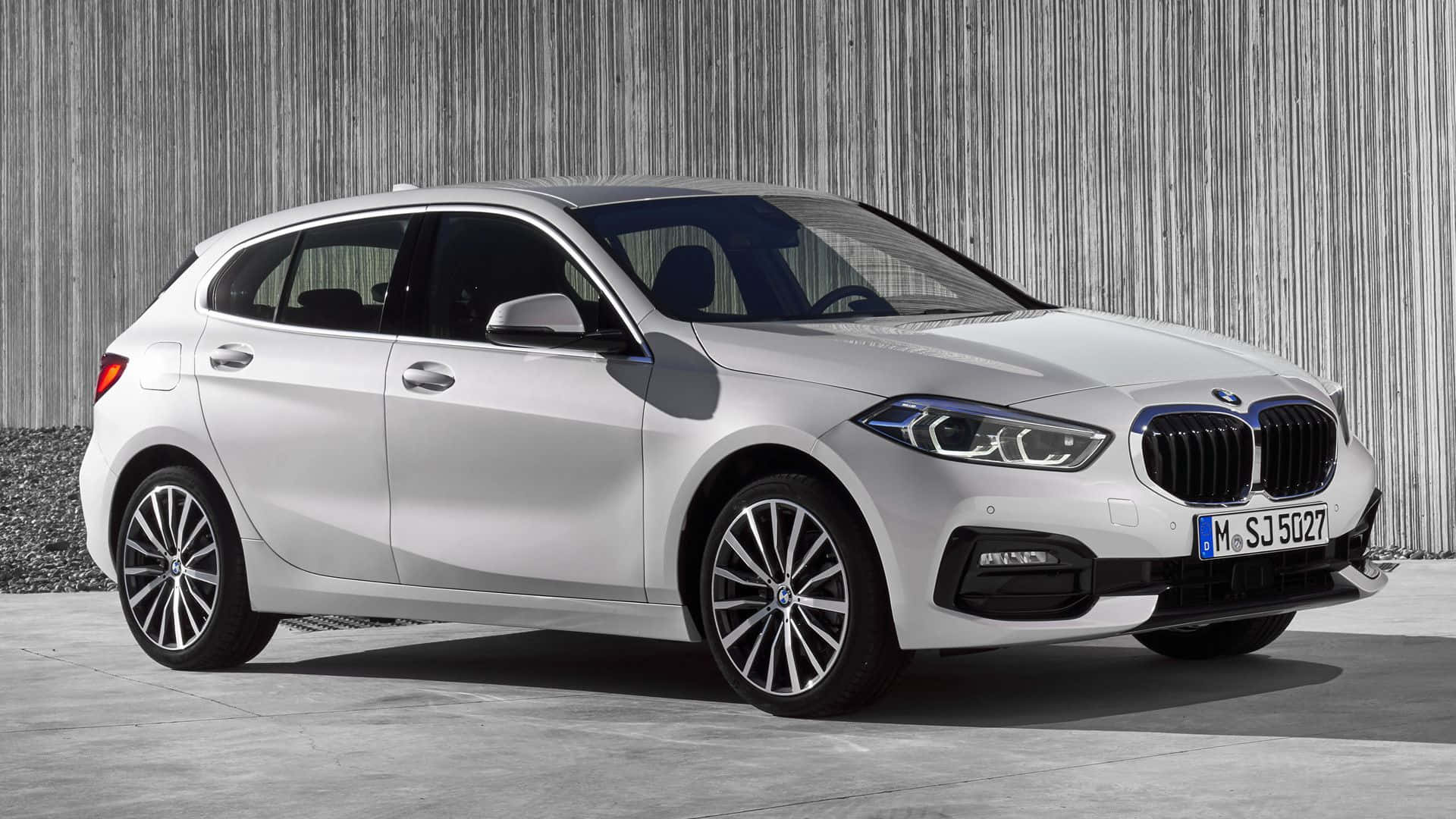BMW 1 Series, silver, hatchback, Full HD Desktop Wallpaper