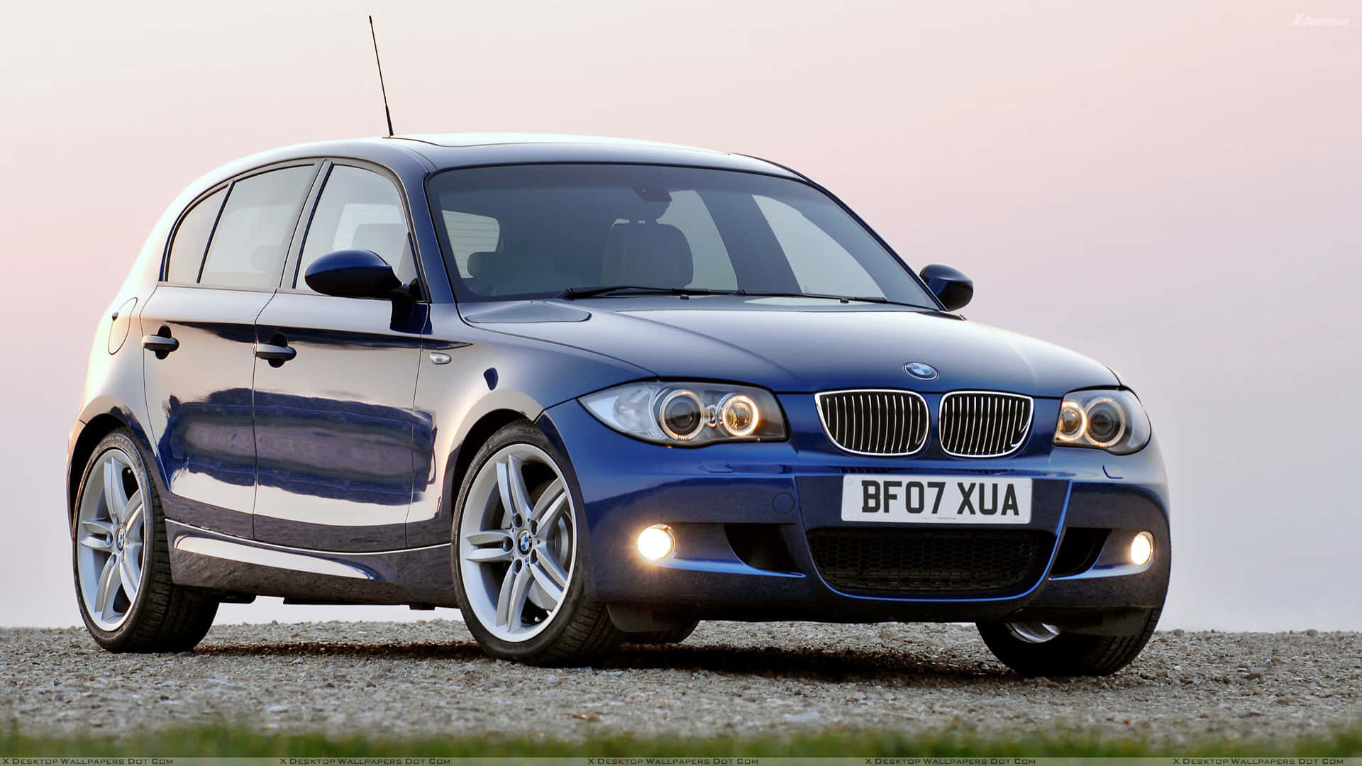 BMW 1 Series, blue, hatchback, Full HD Desktop Wallpaper
