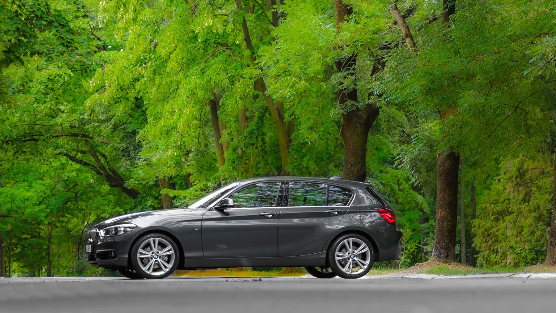 BMW 1 Series, gray, hatchback, Full HD Desktop Wallpaper