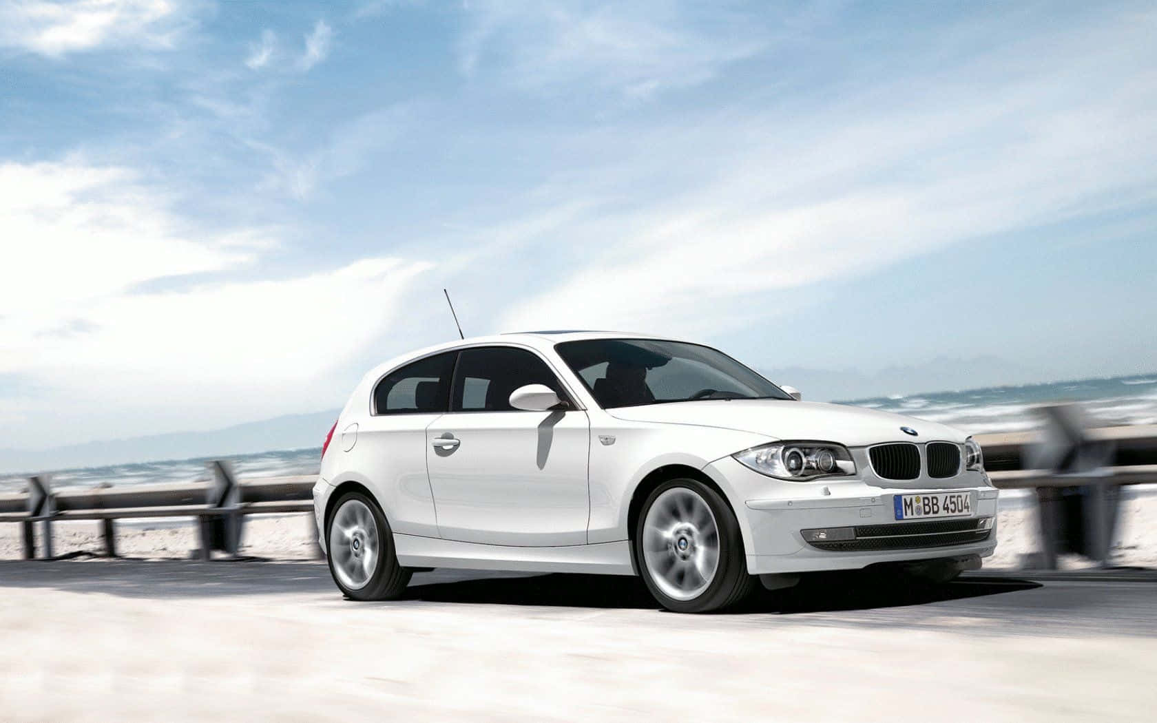 BMW 1 Series, white, coastal road, HD Desktop Wallpaper