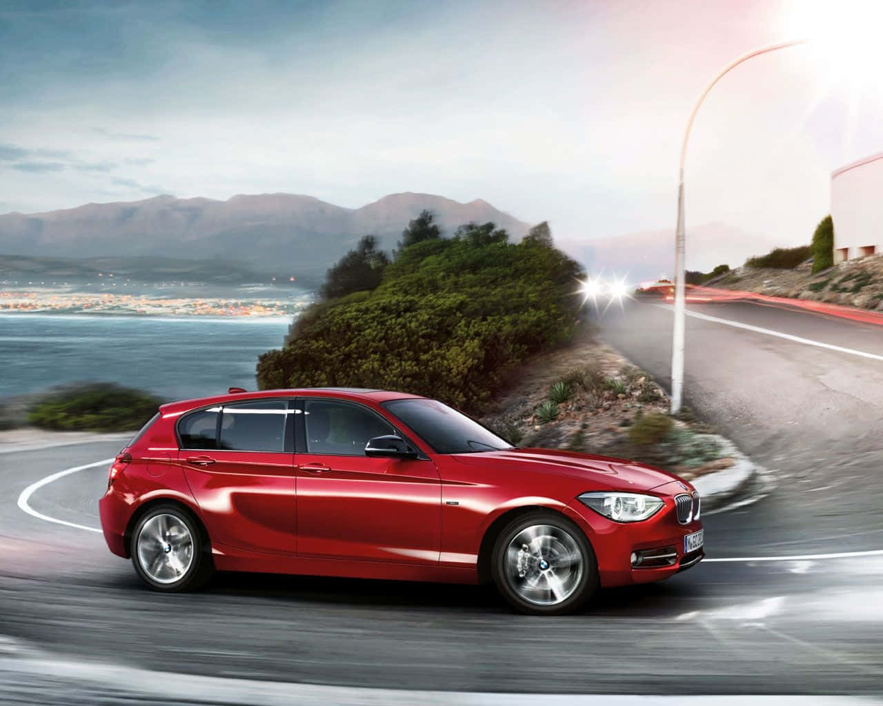 BMW 1 Series, vibrant red, hatchback, HD Desktop Wallpaper