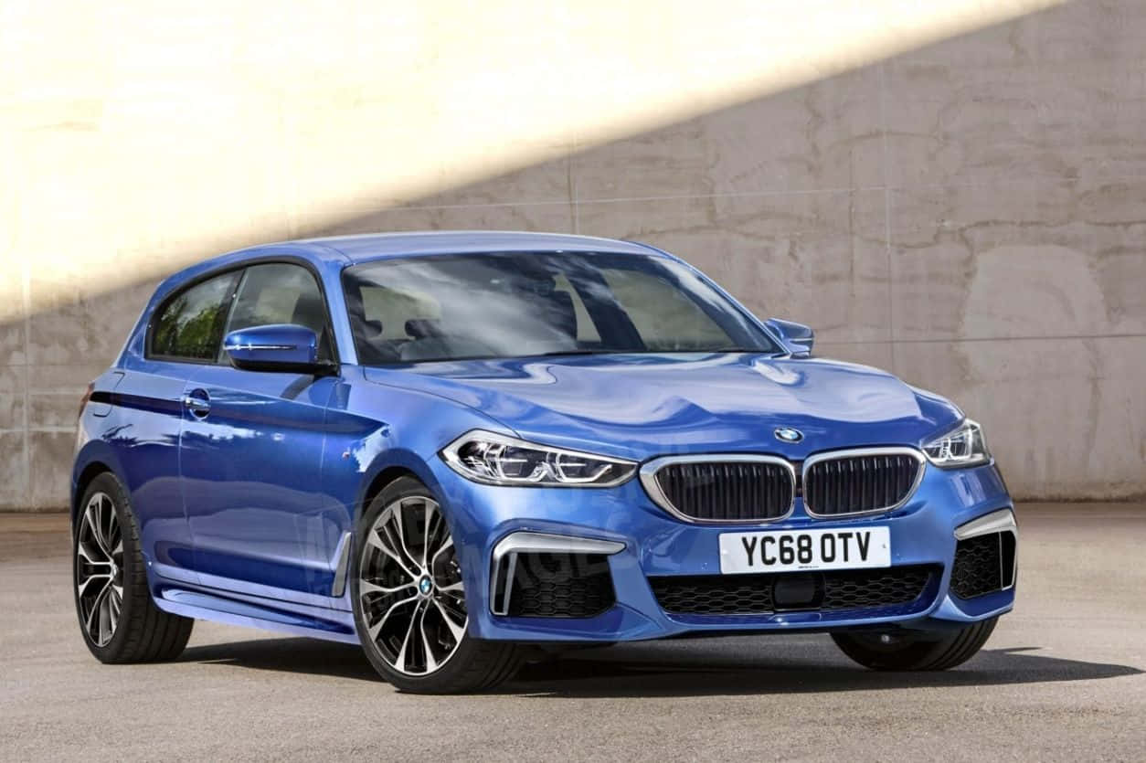 BMW 1 Series, glossy blue, hatchback, SD Desktop Wallpaper