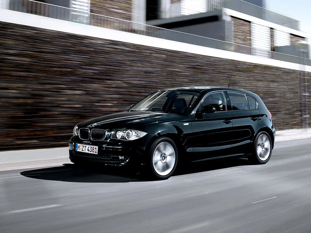 BMW 1 Series, sleek black, hatchback, SD Desktop Wallpaper