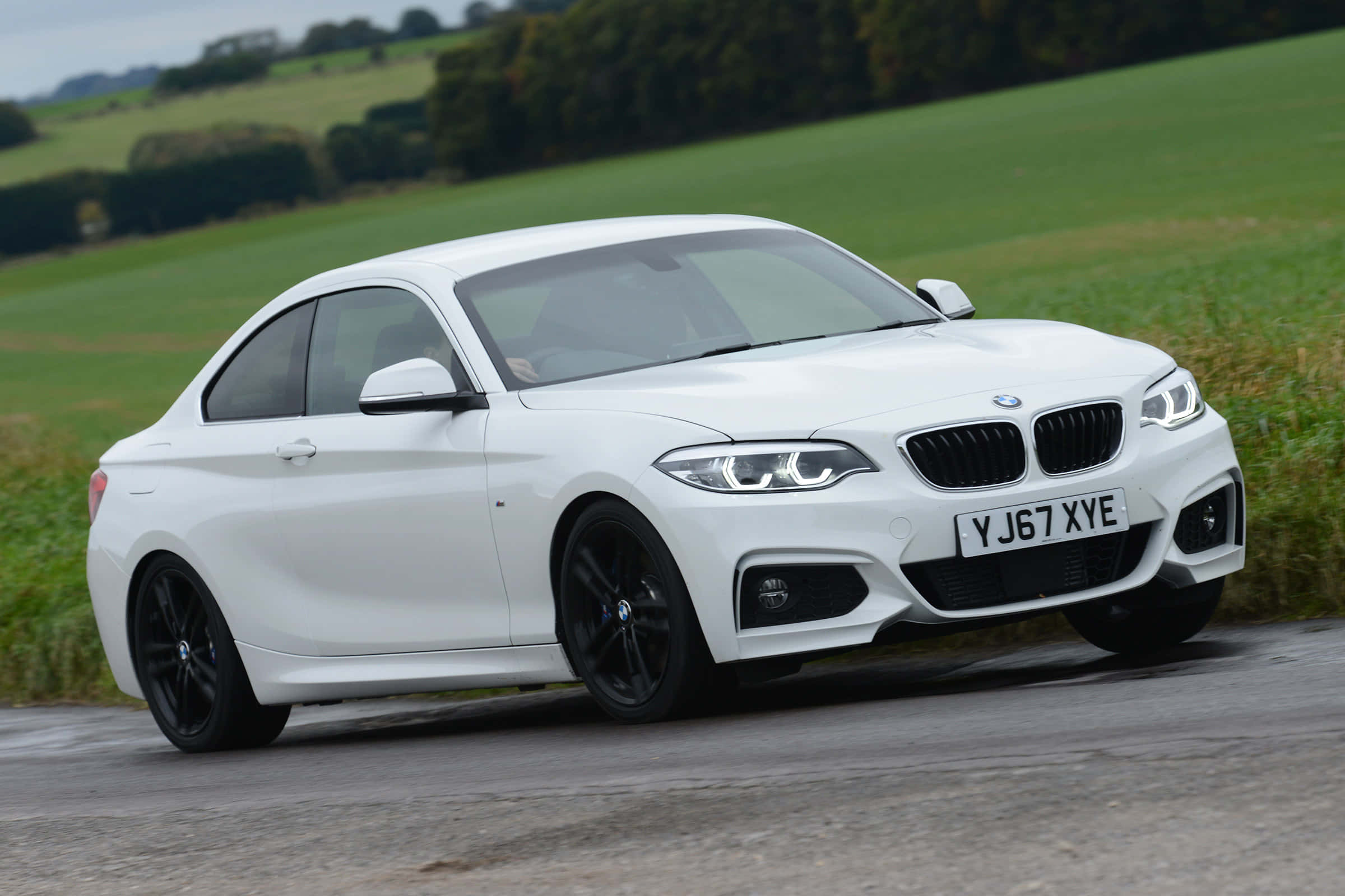 BMW 2 Series, white, black rims, Full HD Desktop Wallpaper