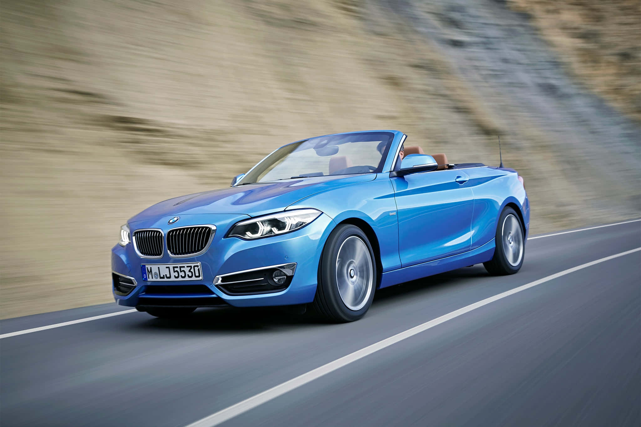 BMW 2 Series, vibrant blue, convertible, Full HD Desktop Wallpaper