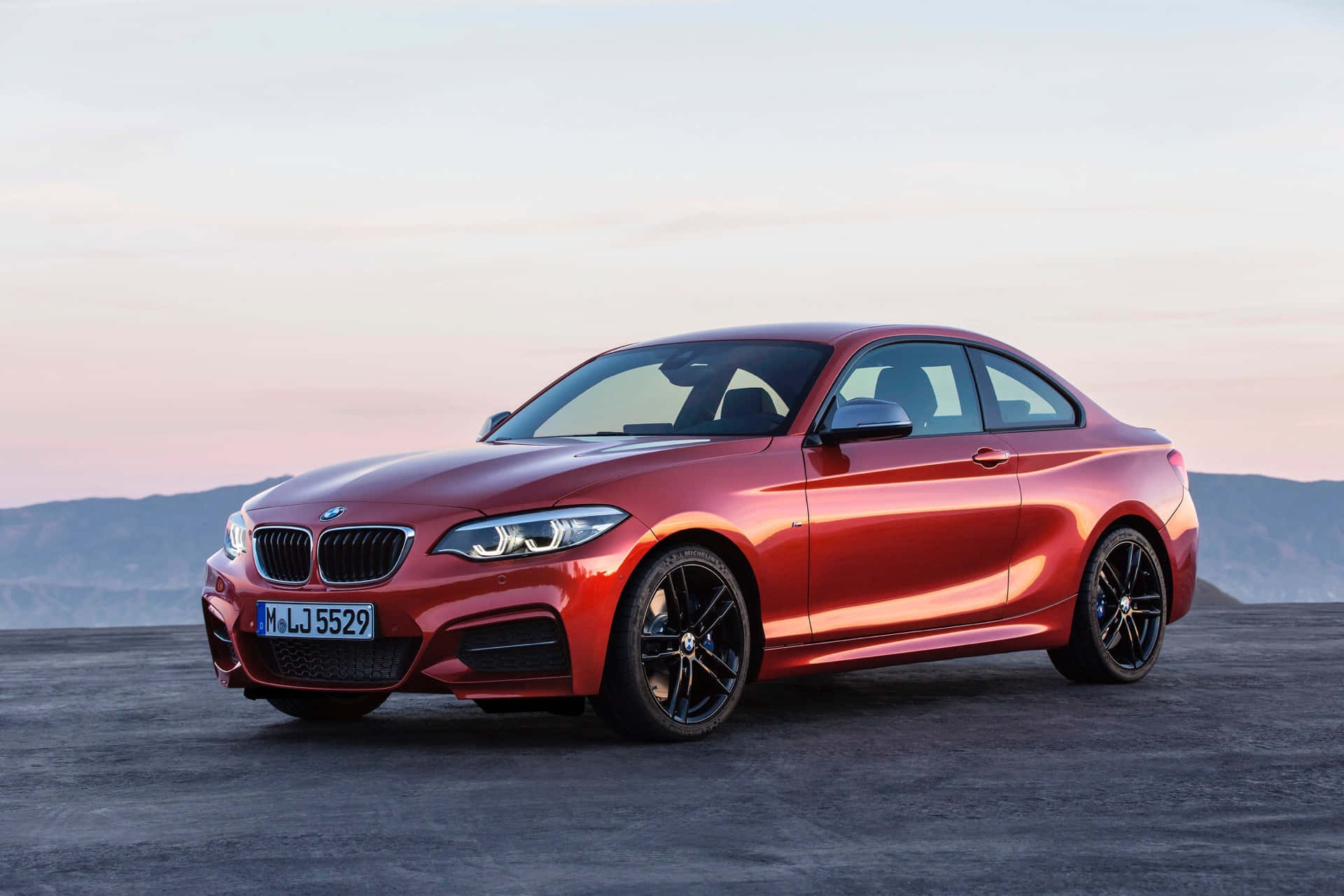 BMW 2 Series, glossy red, desert overlook, Full HD Desktop Wallpaper