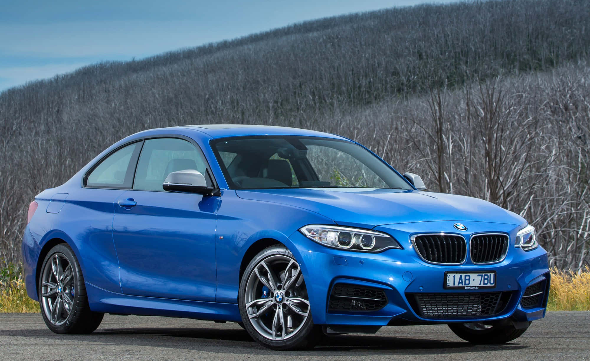 BMW 2 Series, vibrant blue, daylight, Full HD Desktop Wallpaper