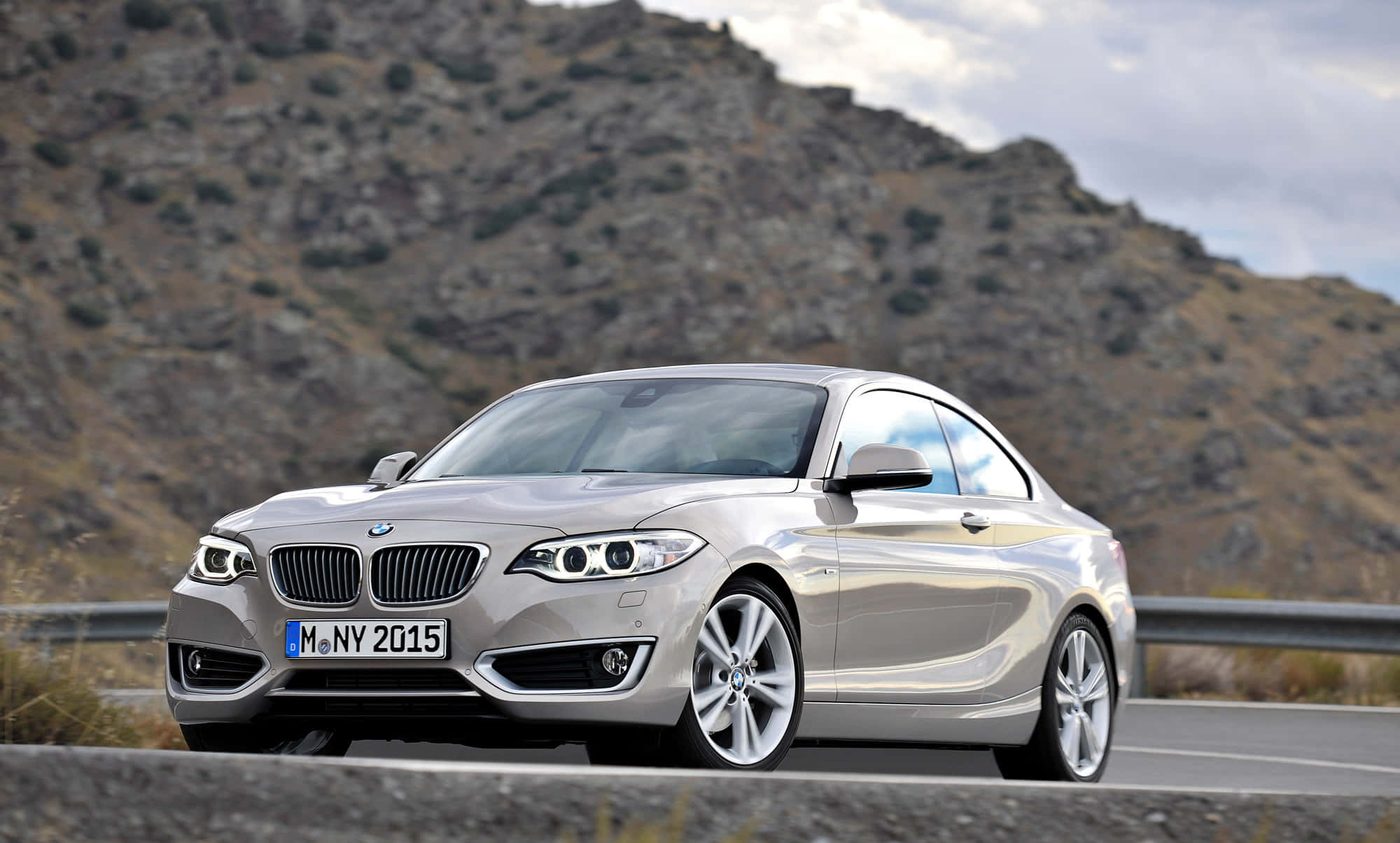 BMW 2 Series, silver, coupe, Full HD Desktop Wallpaper