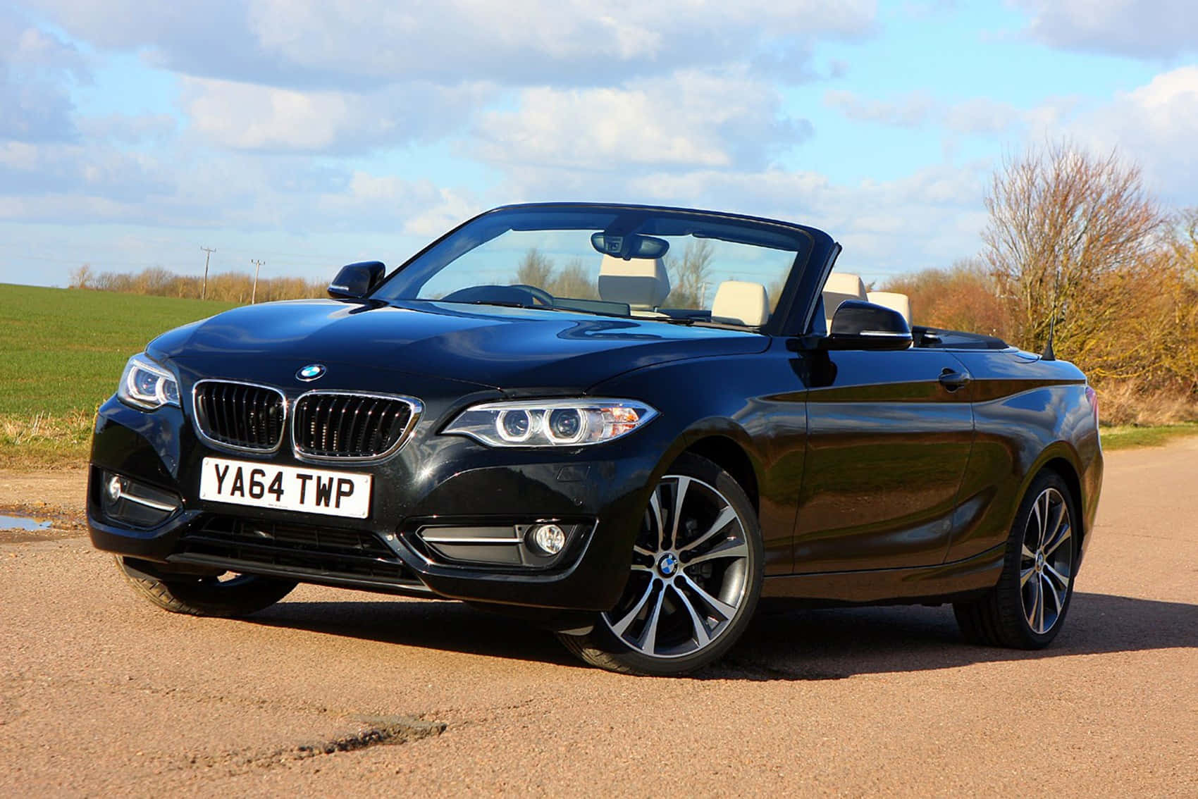 BMW 2 Series, black, convertible, HD Desktop Wallpaper