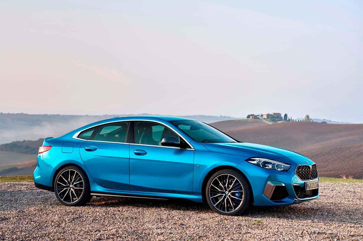 BMW 2 Series, vibrant blue, gravel hillside, HD Desktop Wallpaper