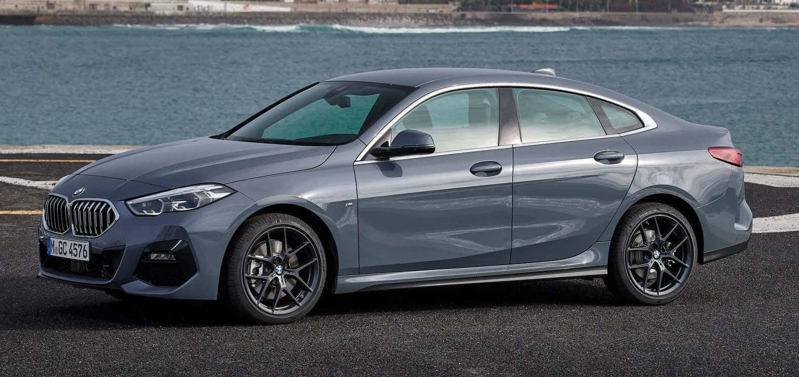 BMW 2 Series, gray, coastal road, HD Desktop Wallpaper